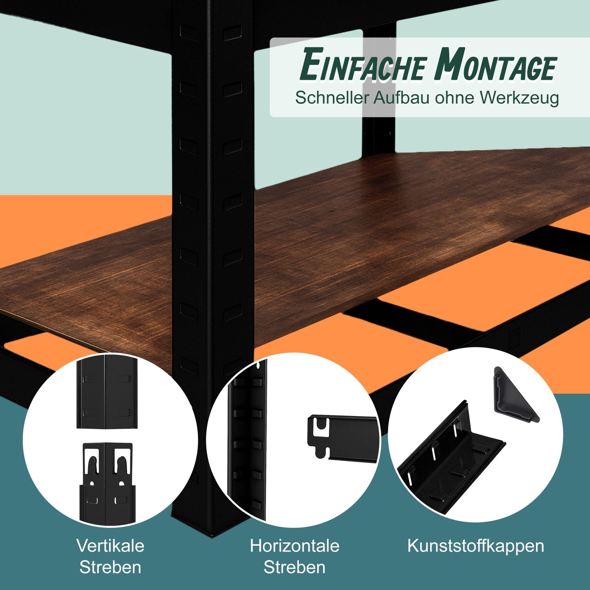 Schwerlastregal 875 kg Industrial Design Braun-Schwarz von Relaxdays