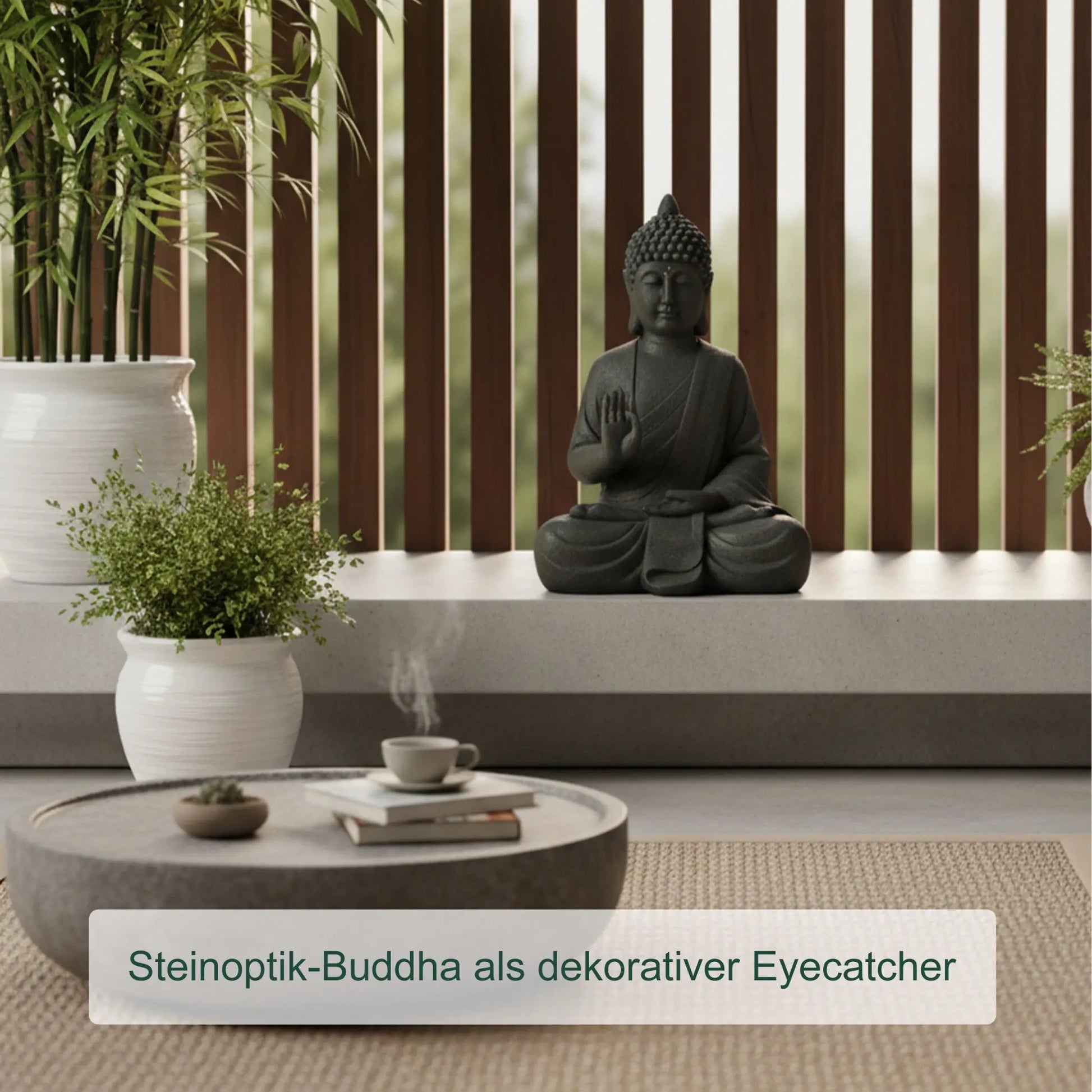 Buddha Figur 52cm Anthrazit von Relaxdays