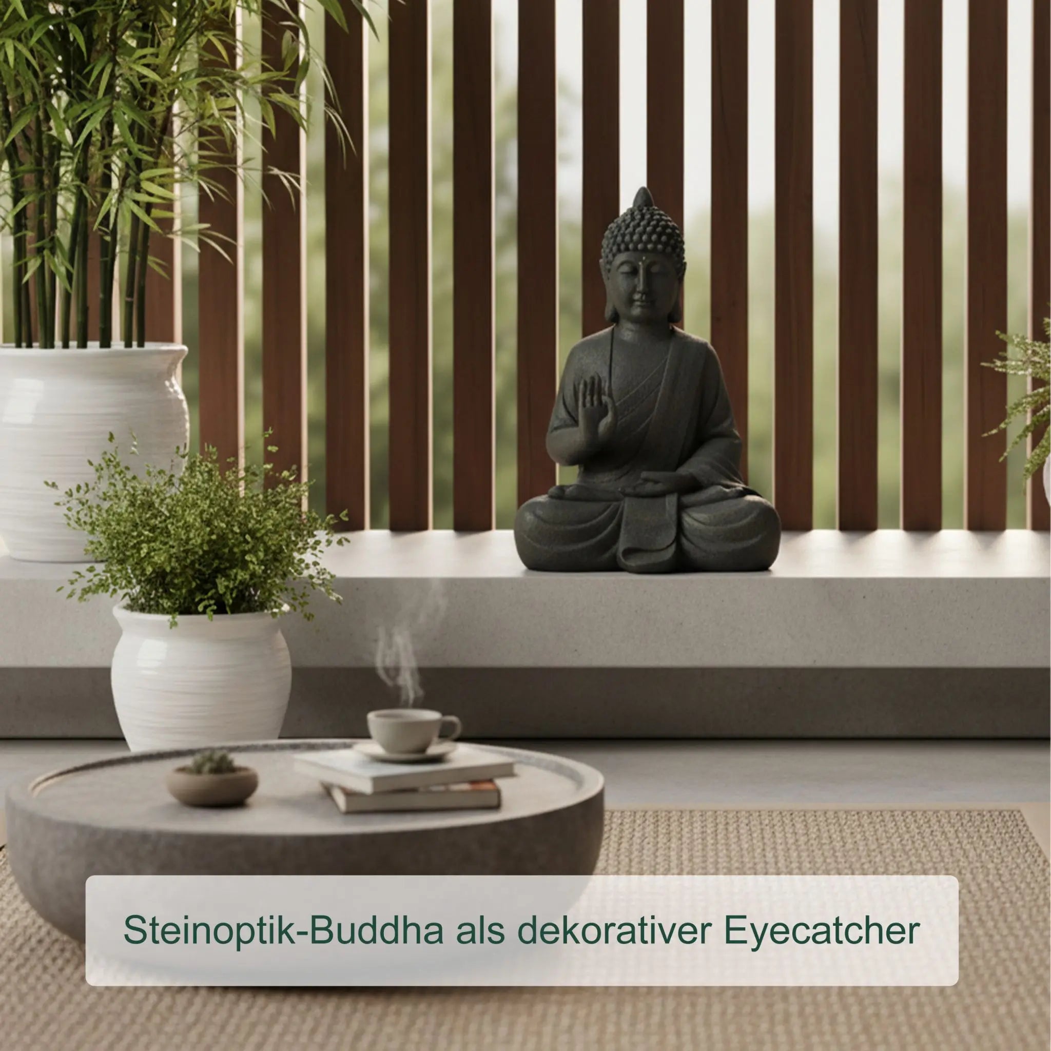 Buddha Figur 52cm Anthrazit von Relaxdays