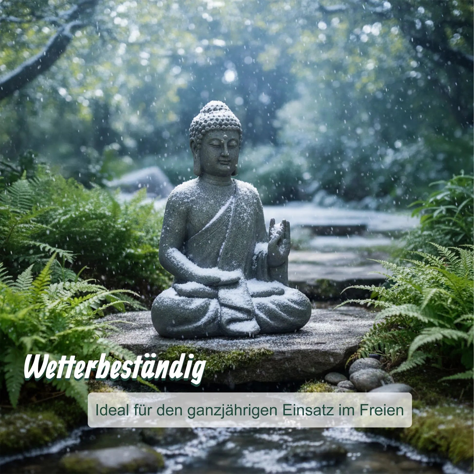 Buddha Figur 52cm Anthrazit von Relaxdays