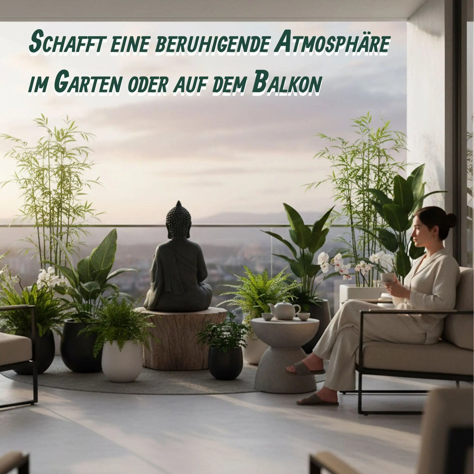 Buddha Figur 52cm Anthrazit von Relaxdays