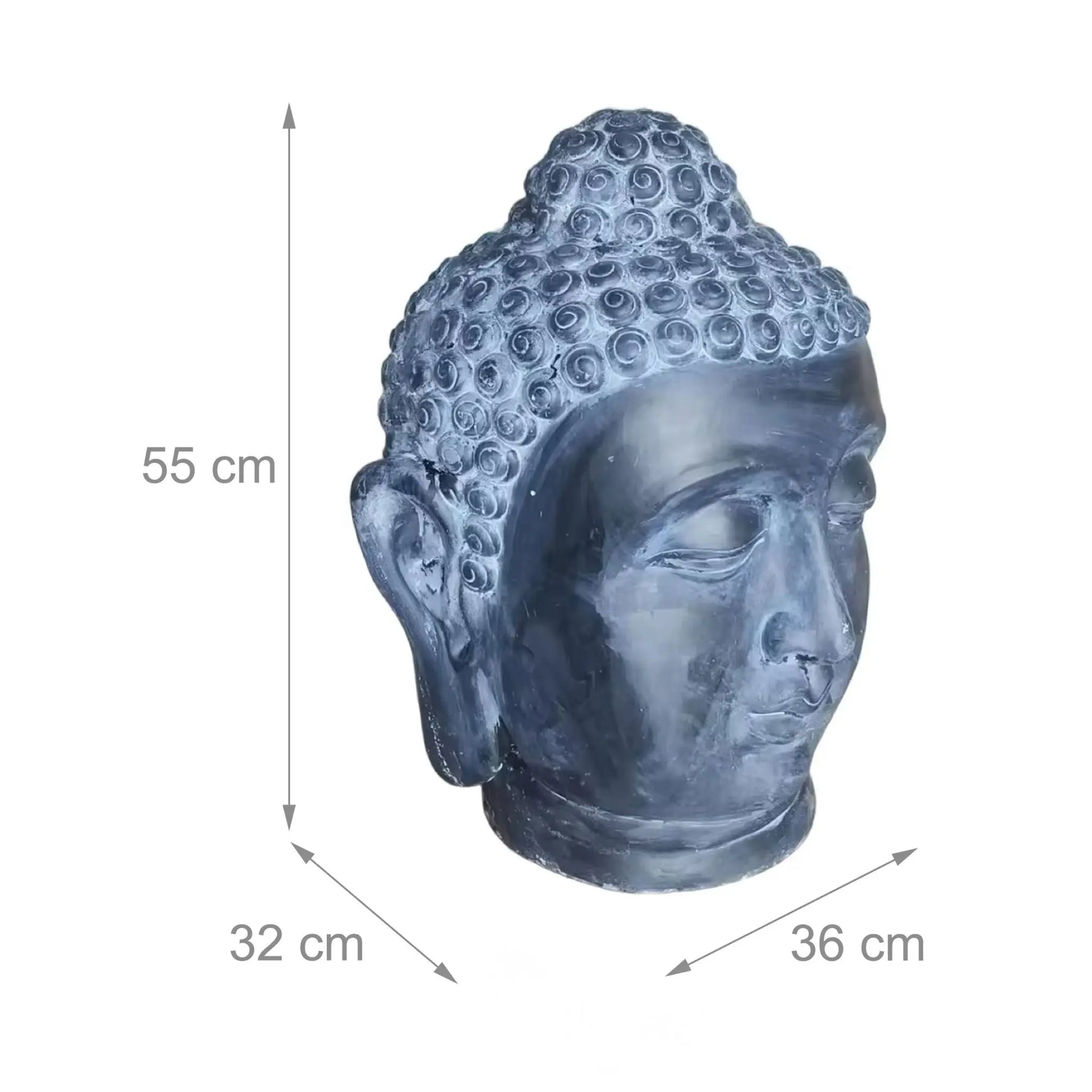 Buddha Kopf 55cm Anthrazit von Relaxdays