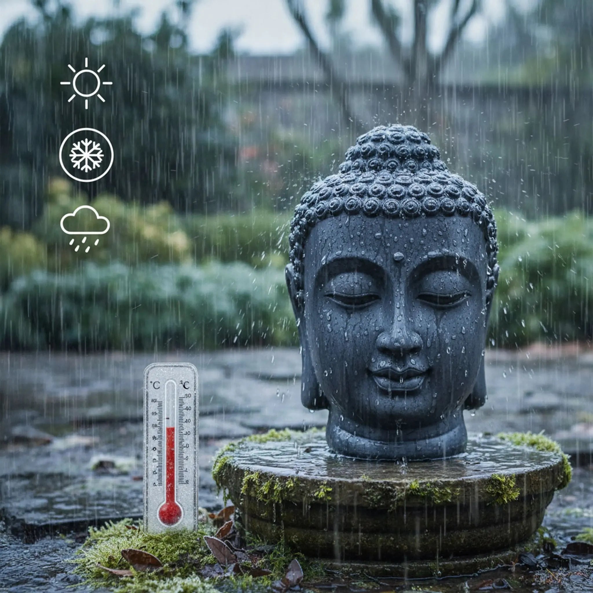 Buddha Kopf 55cm Anthrazit von Relaxdays