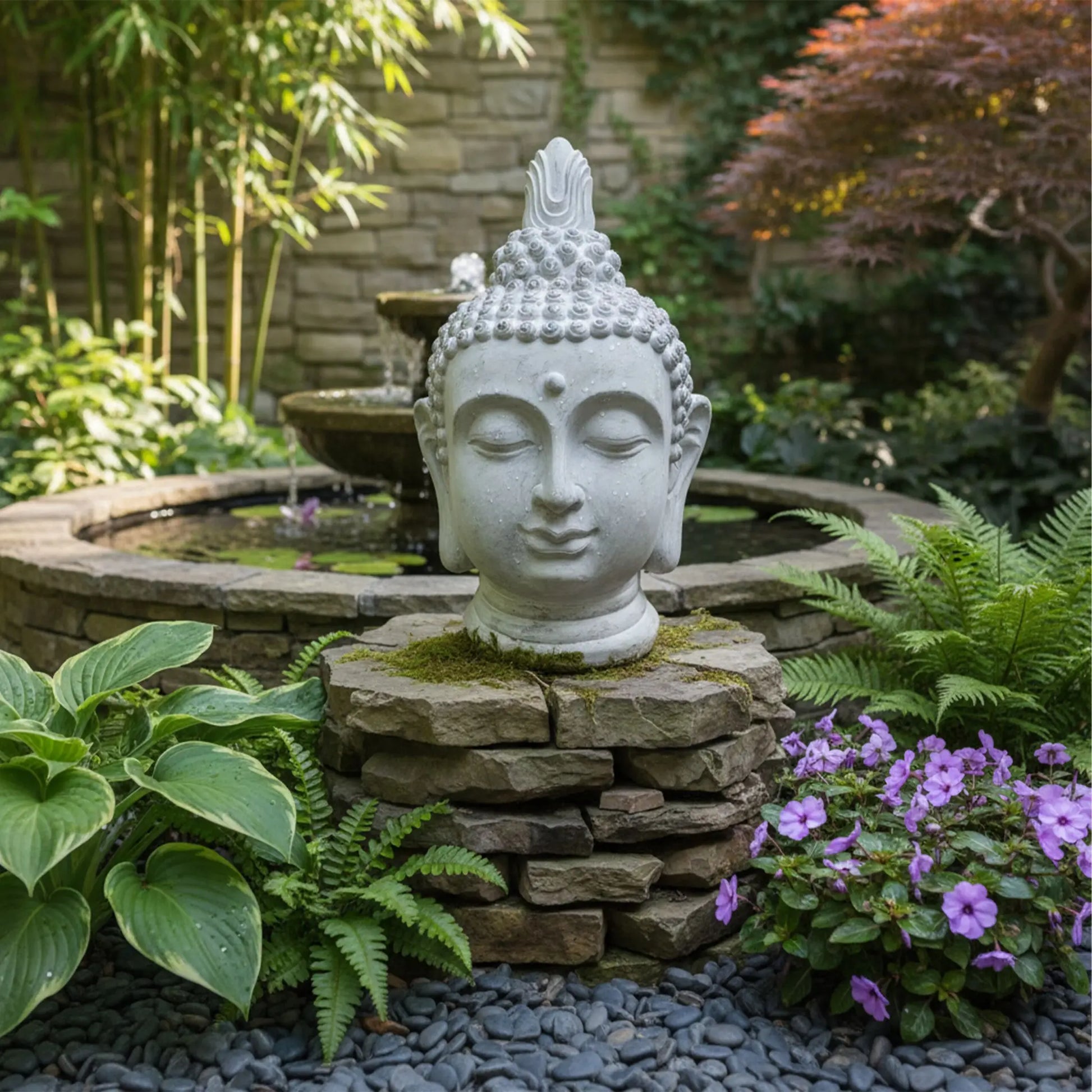 Buddha Kopf 78cm Beige von Relaxdays