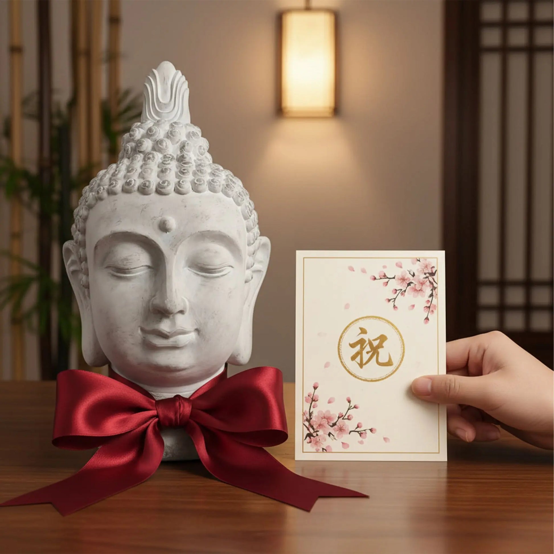 Buddha Kopf 78cm Beige von Relaxdays