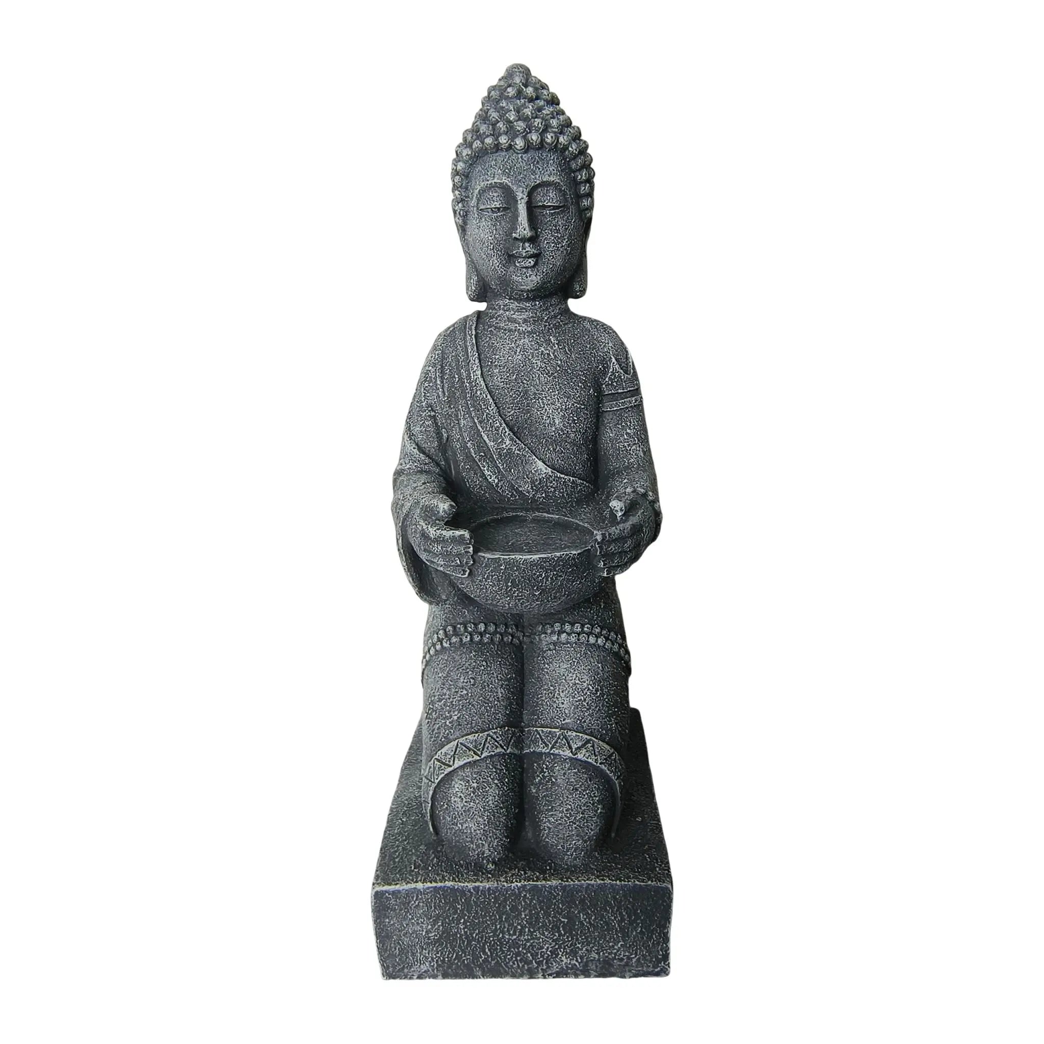 Buddha Figur 43cm Anthrazit von Relaxdays