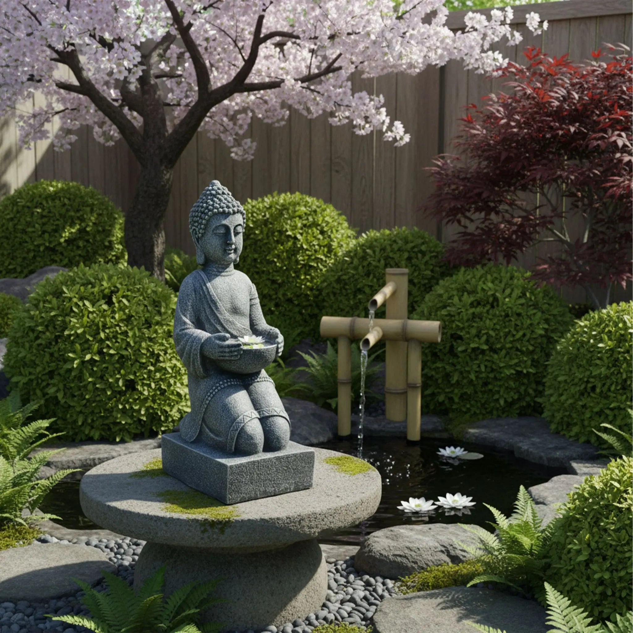 Buddha Figur 43cm Anthrazit von Relaxdays