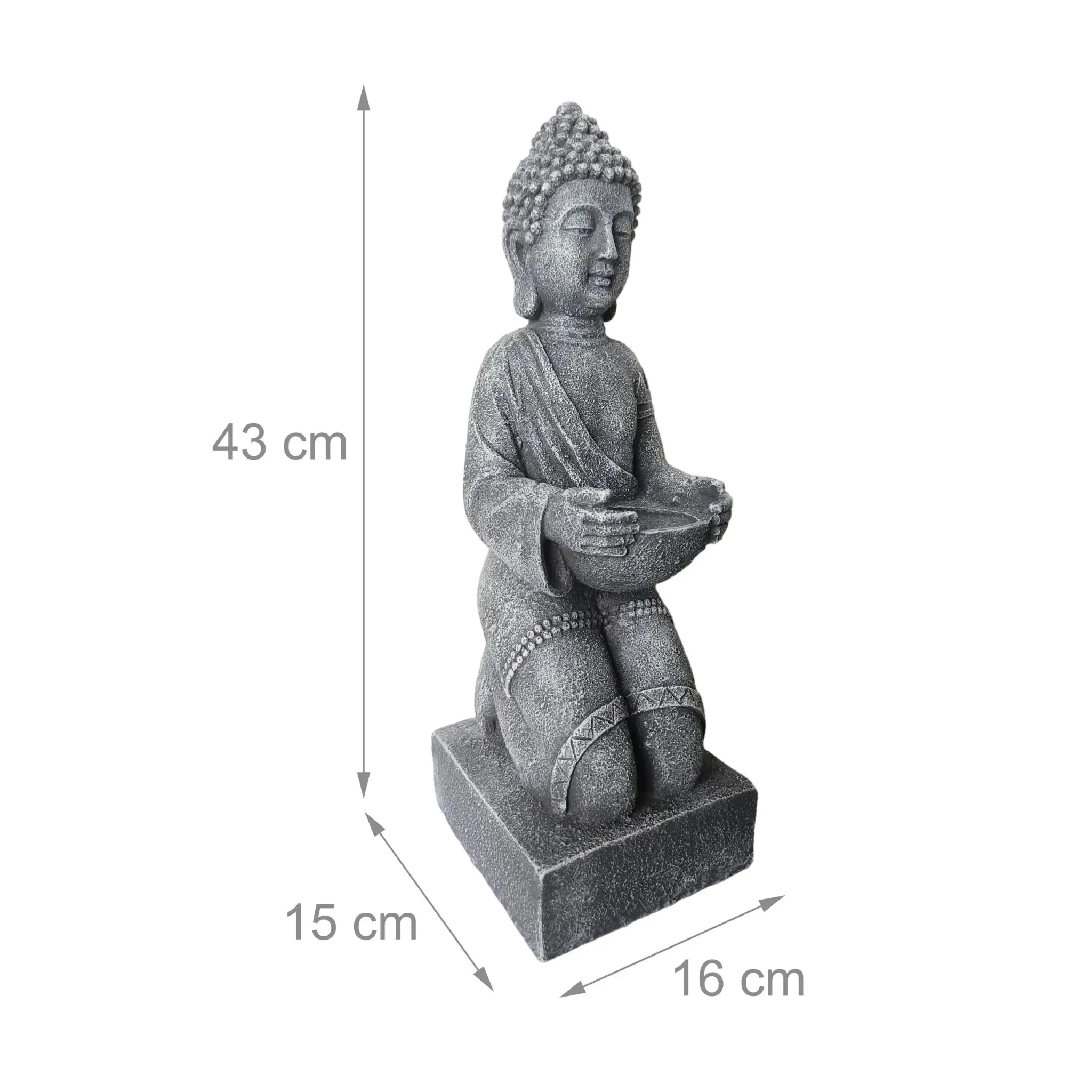 Buddha Figur 43cm Anthrazit von Relaxdays