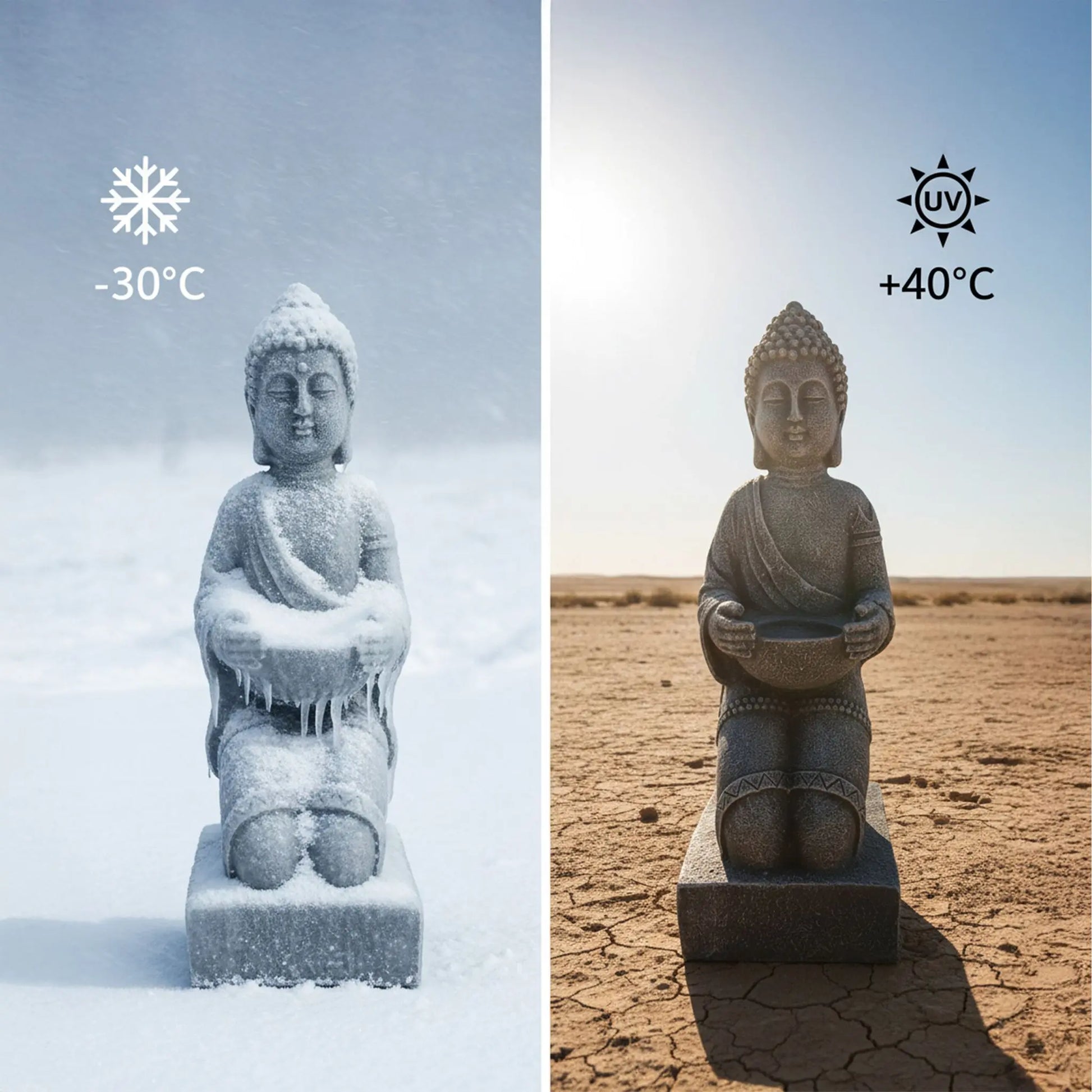 Buddha Figur 43cm Anthrazit von Relaxdays