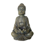 Buddha Figur 30cm mit Lotusblume Kupfer von Relaxdays