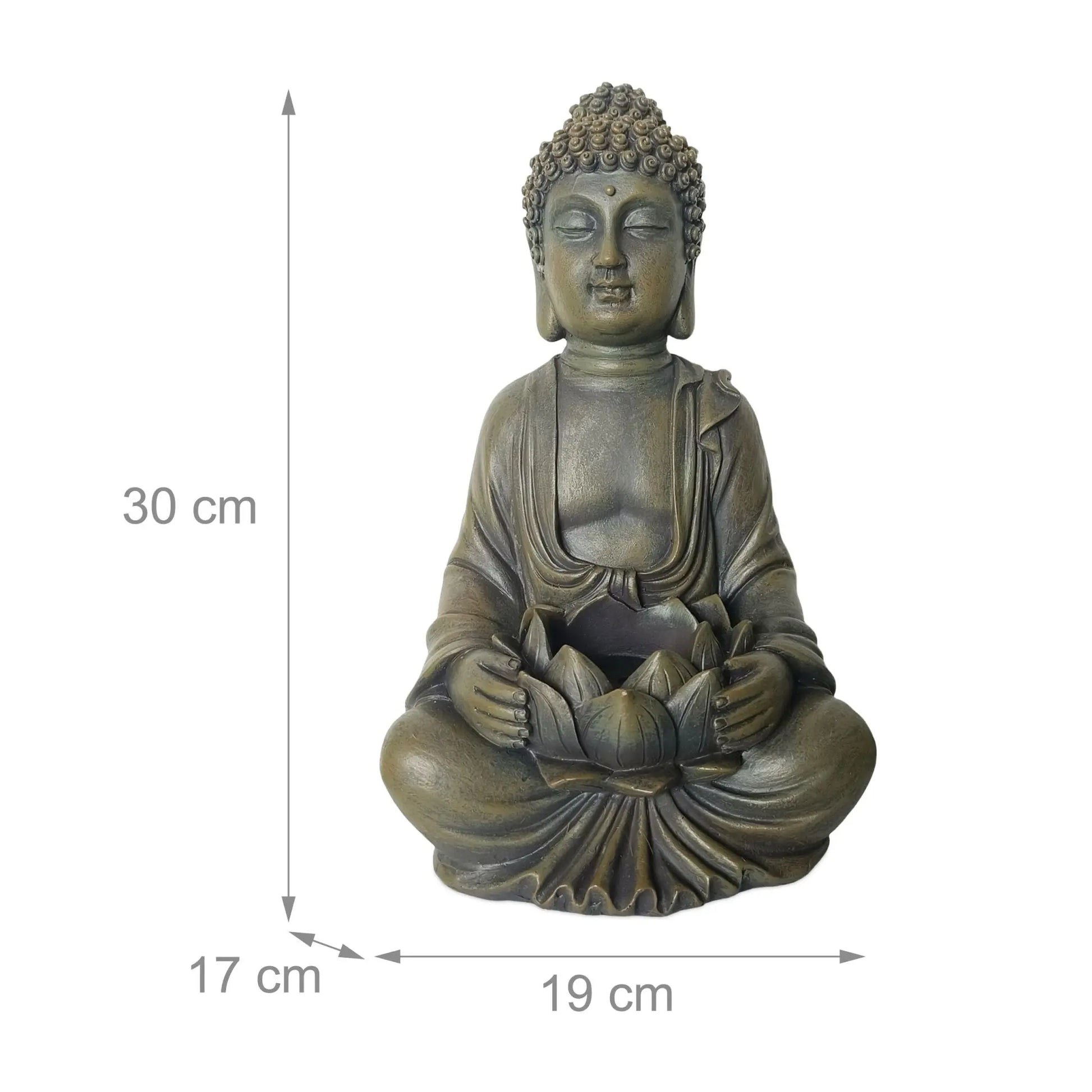 Buddha Figur 30cm mit Lotusblume Kupfer von Relaxdays