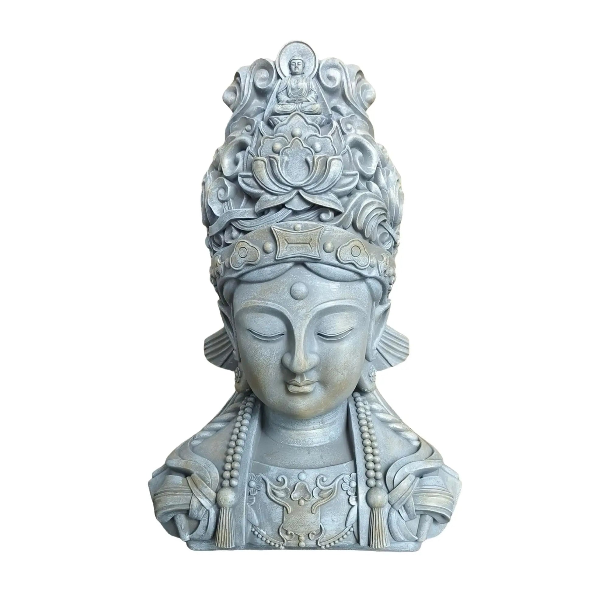 Buddha Büste 44cm Beige-Grau von Relaxdays