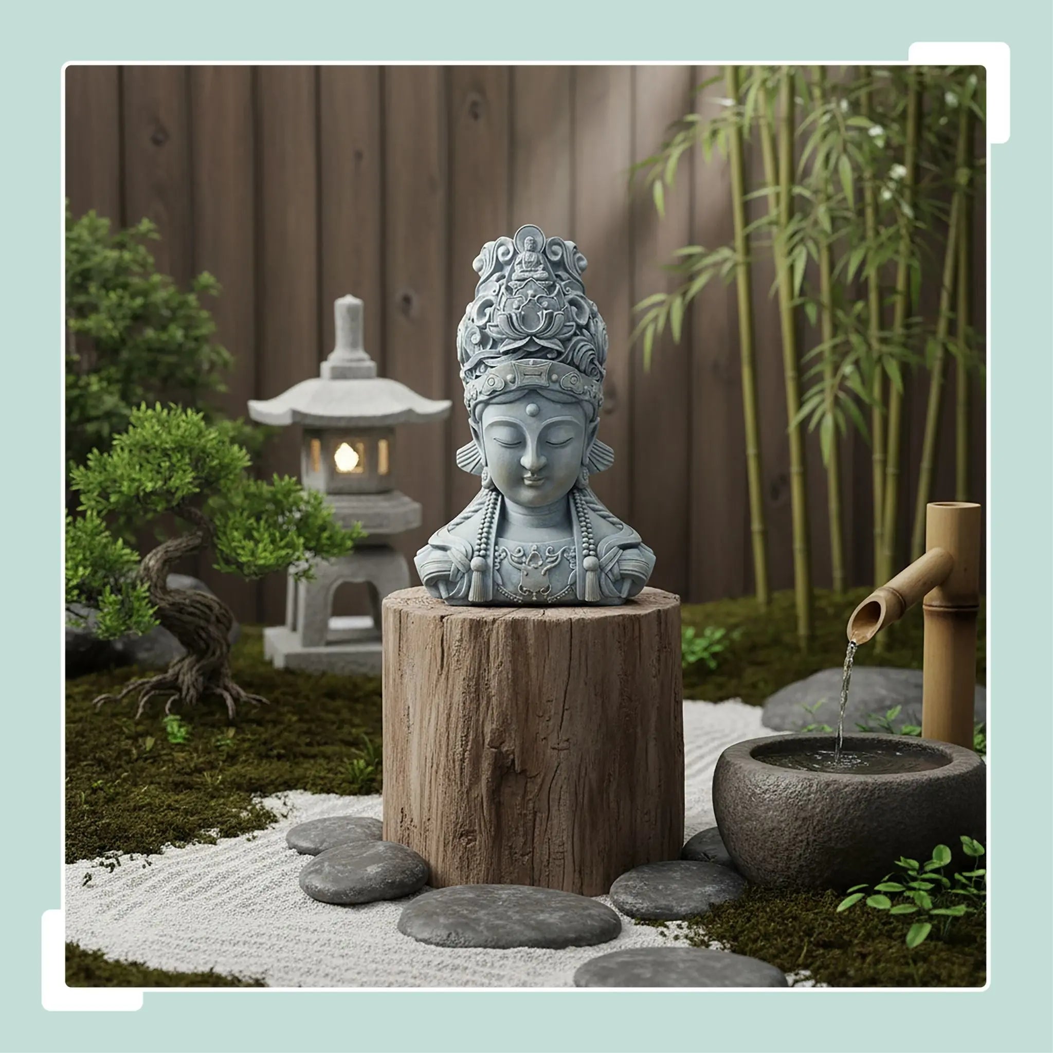 Buddha Büste 44cm Beige-Grau von Relaxdays
