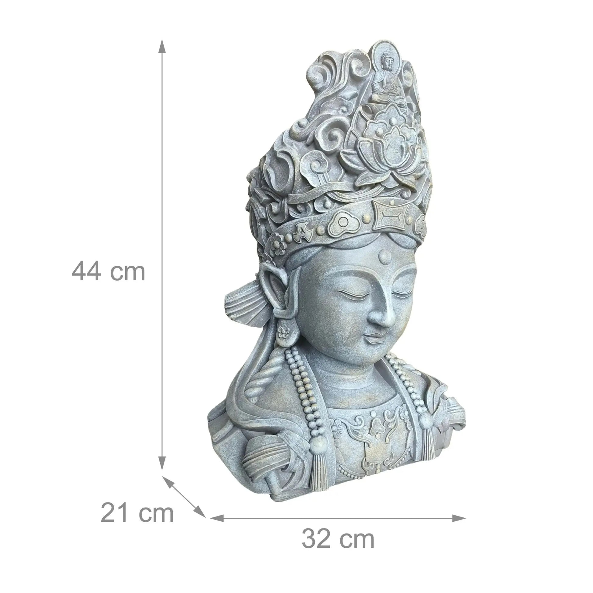 Buddha Büste 44cm Beige-Grau von Relaxdays