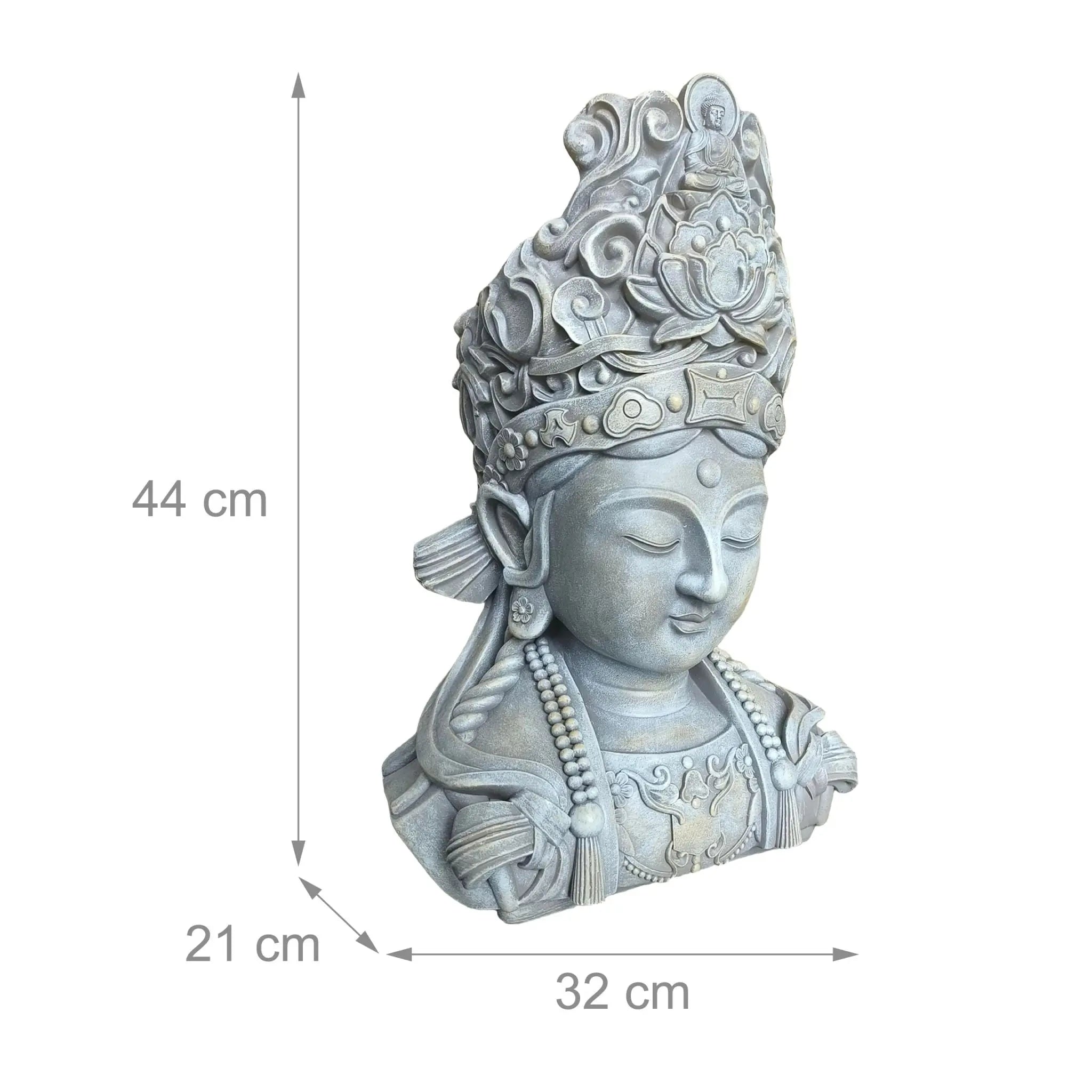 Buddha Büste 44cm Beige-Grau von Relaxdays