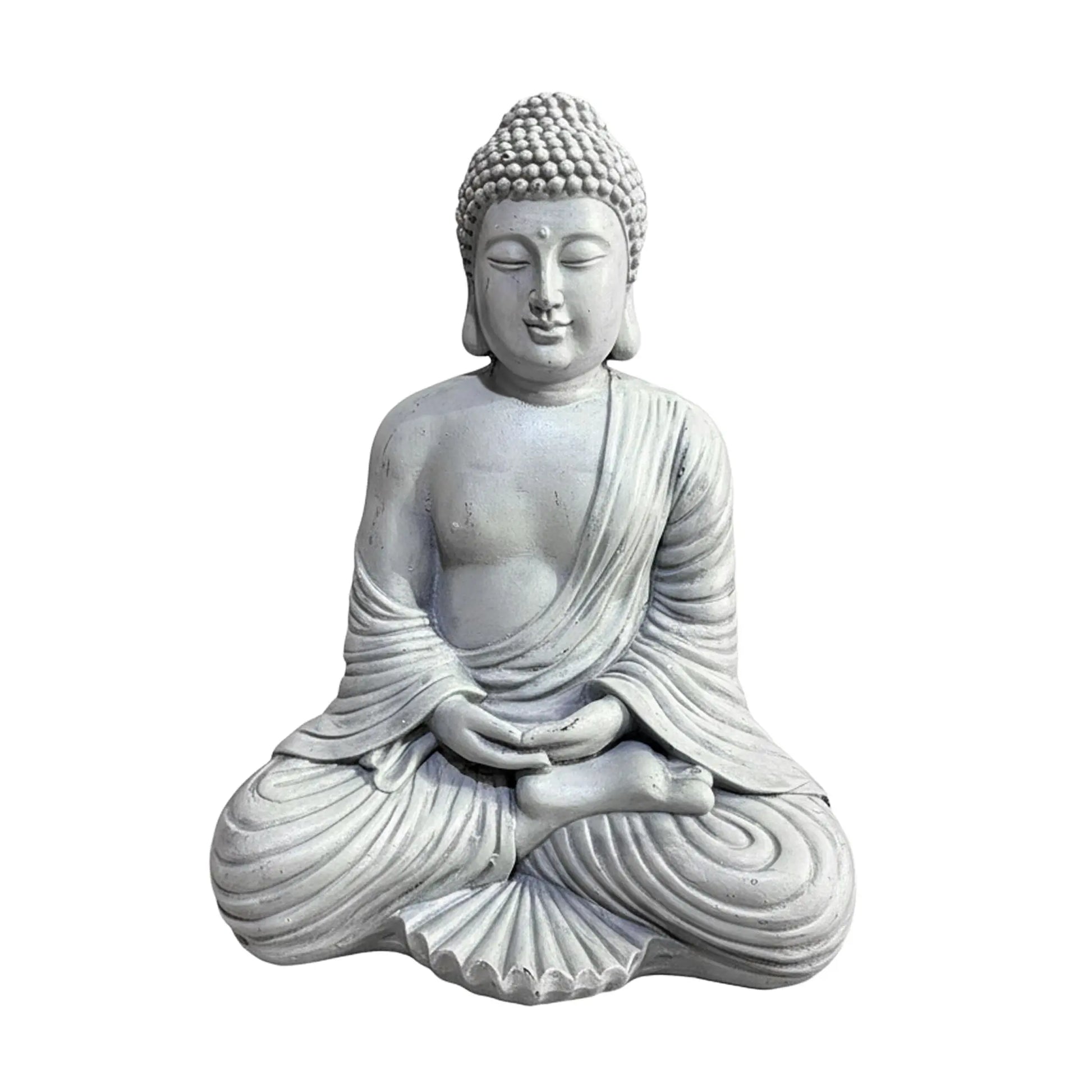 Buddha Figur 42cm Grau von Relaxdays