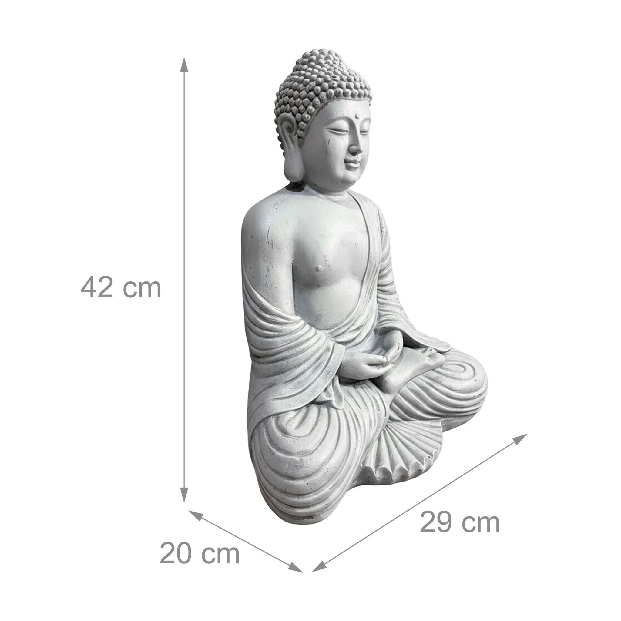 Buddha Figur 42cm Grau von Relaxdays