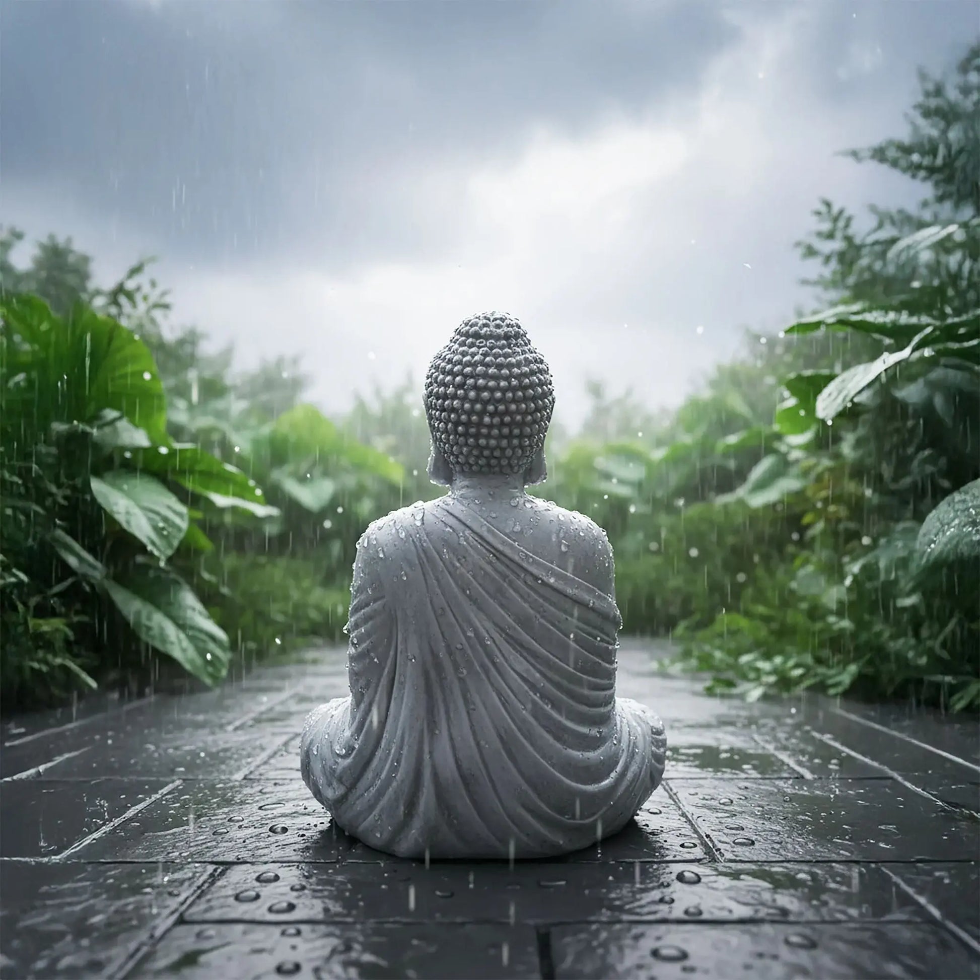 Buddha Figur 42cm Grau von Relaxdays