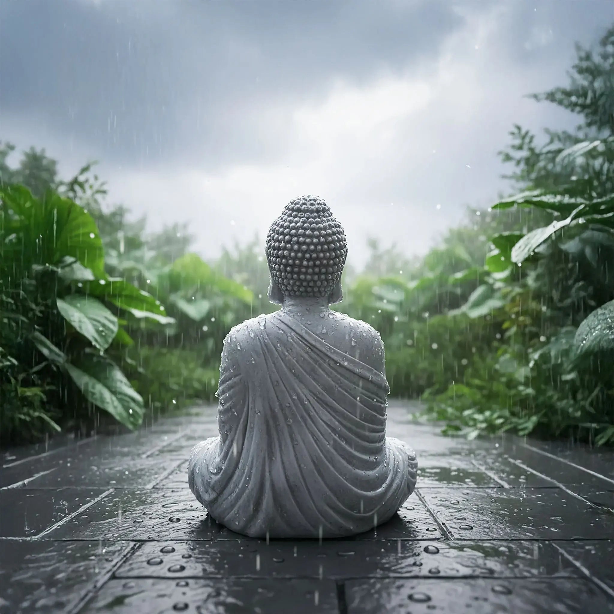 Buddha Figur 42cm Grau von Relaxdays