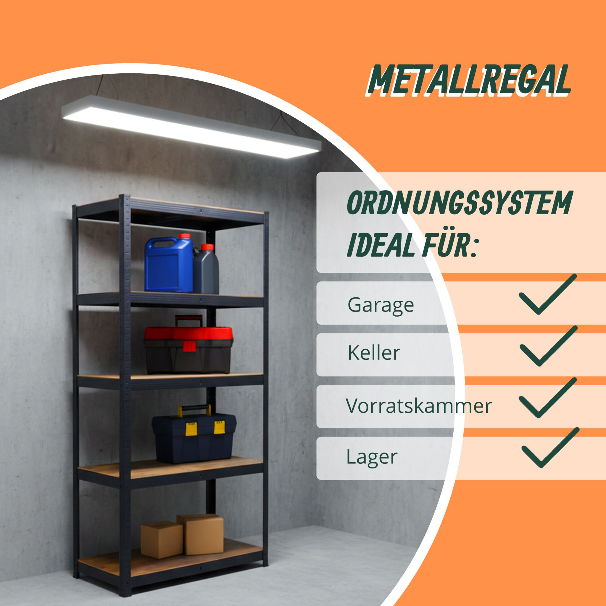 Schwerlastregal 875 kg Industrial Design Hellbraun-Schwarz von Relaxdays