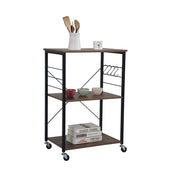 Rollwagen 3 Ebenen Industrial Braun-Schwarz von Relaxdays
