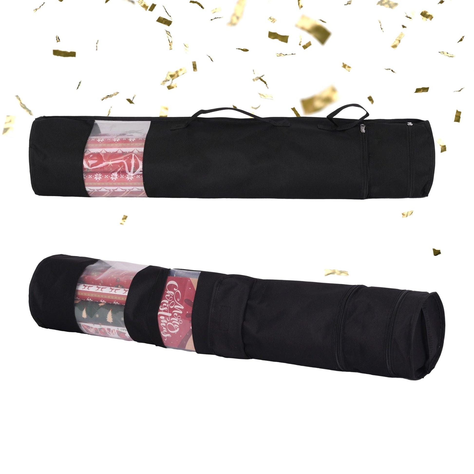 Geschenkpapier Aufbewahrung 2er-Set Schwarz-Transparent von Relaxdays