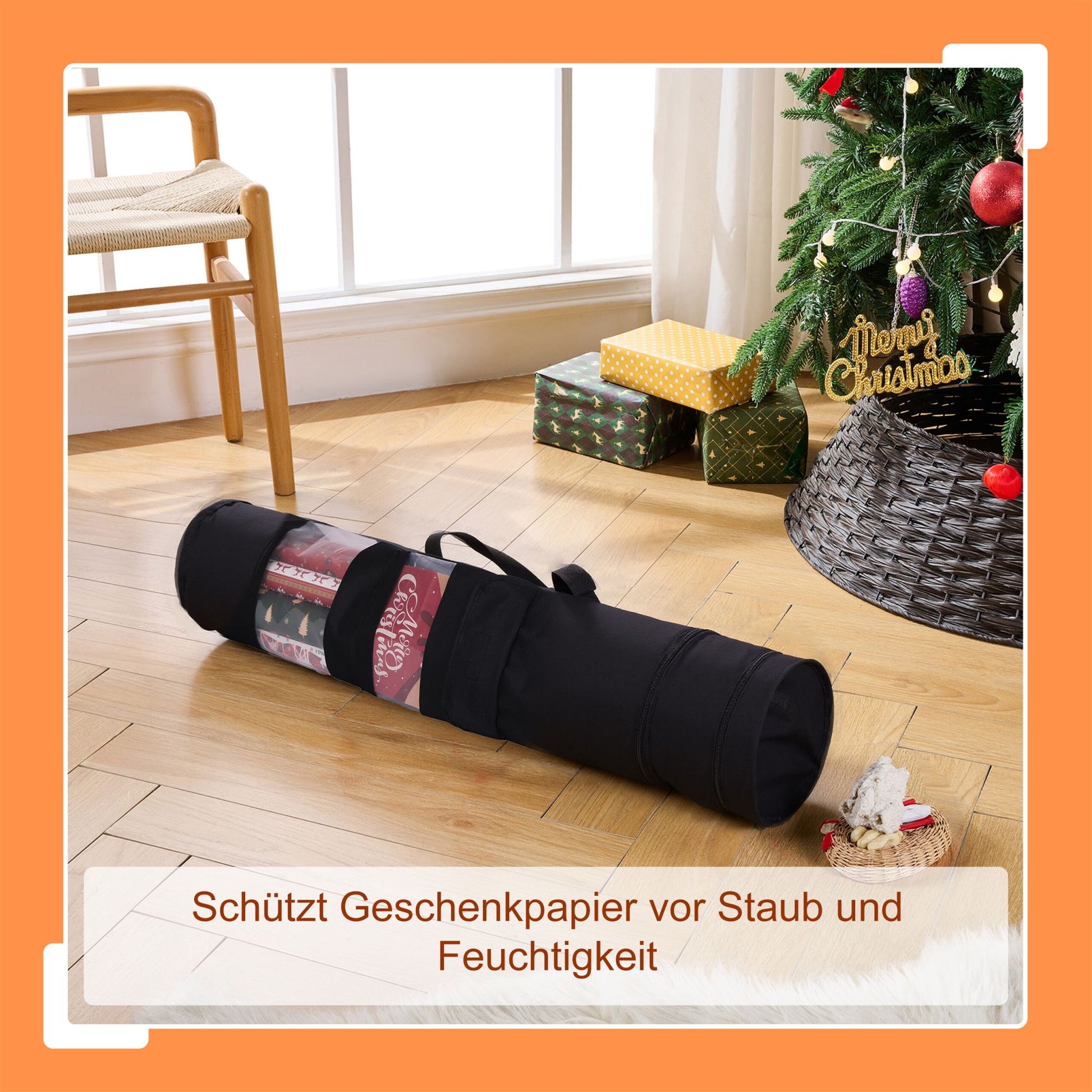 Geschenkpapier Aufbewahrung 2er-Set Schwarz-Transparent von Relaxdays