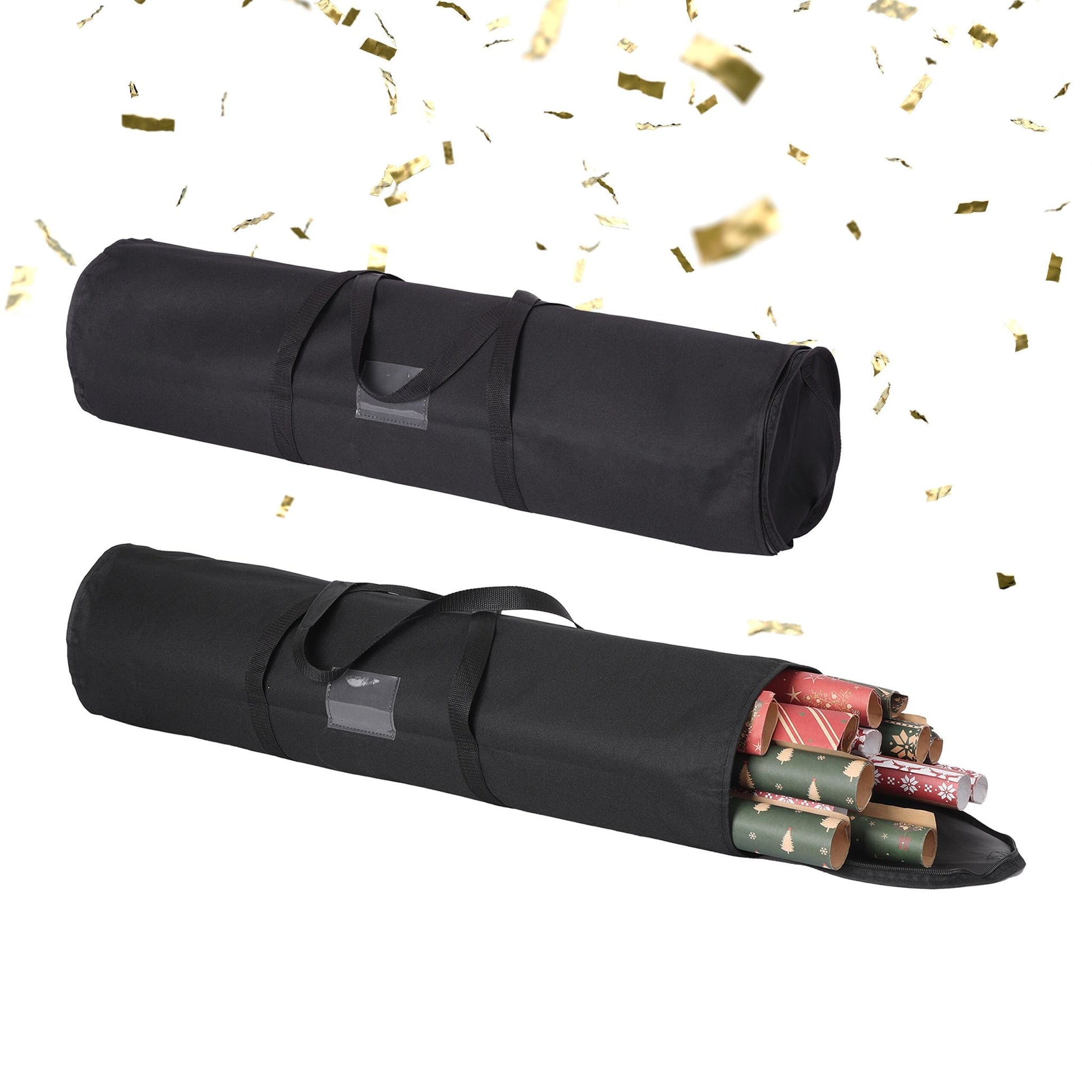 Geschenkpapier Aufbewahrung 2er-Set Schwarz von Relaxdays