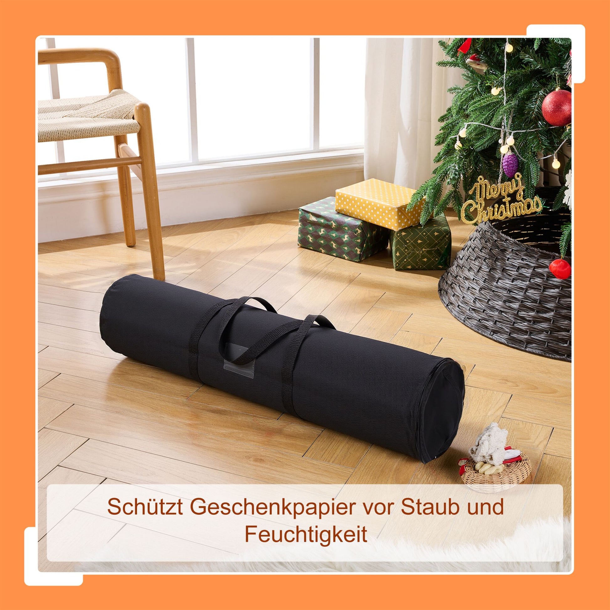 Geschenkpapier Aufbewahrung 2er-Set Schwarz von Relaxdays
