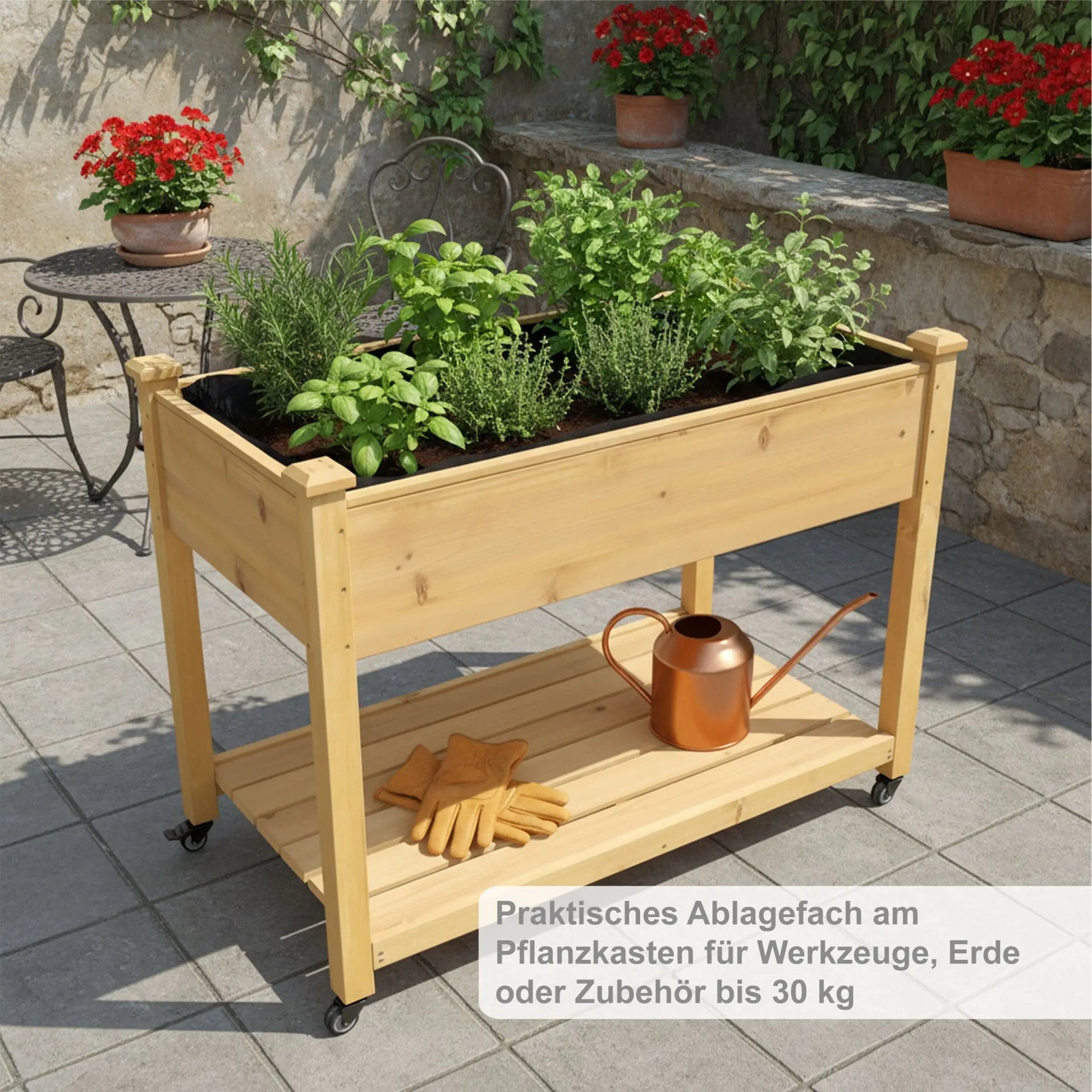 Hochbeet auf Rollen Hellbraun von Relaxdays