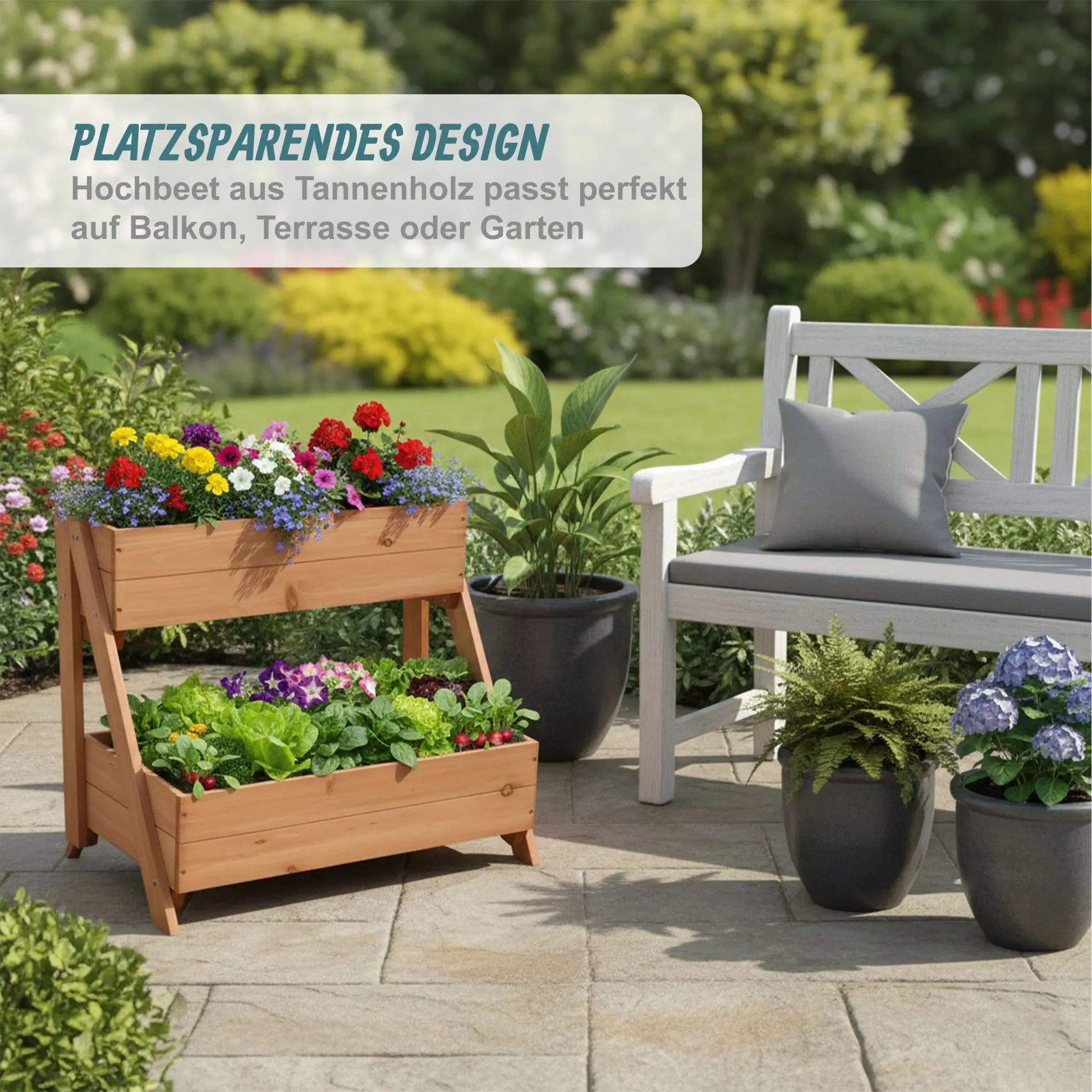 Hochbeet mit 2 Pflanzkästen Orange von Relaxdays