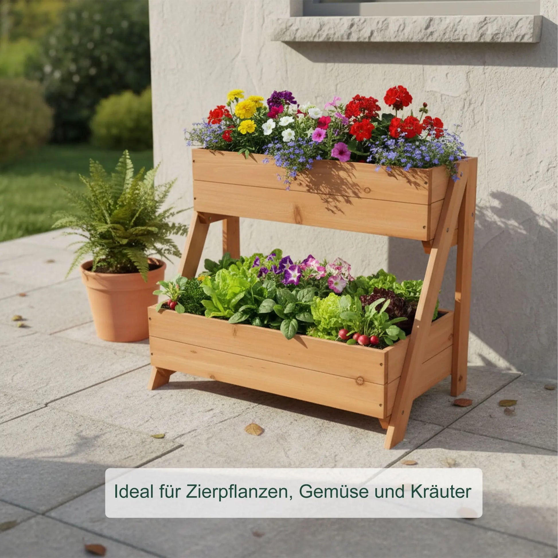 Hochbeet mit 2 Pflanzkästen Orange von Relaxdays
