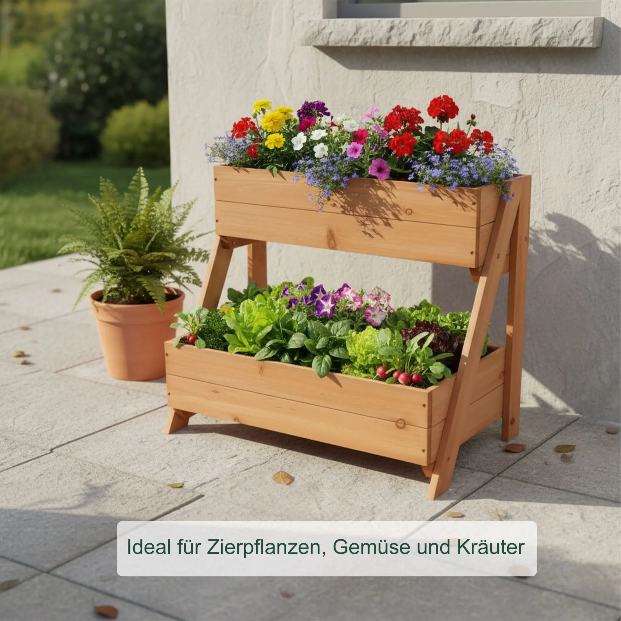 Hochbeet mit 2 Pflanzkästen Orange von Relaxdays