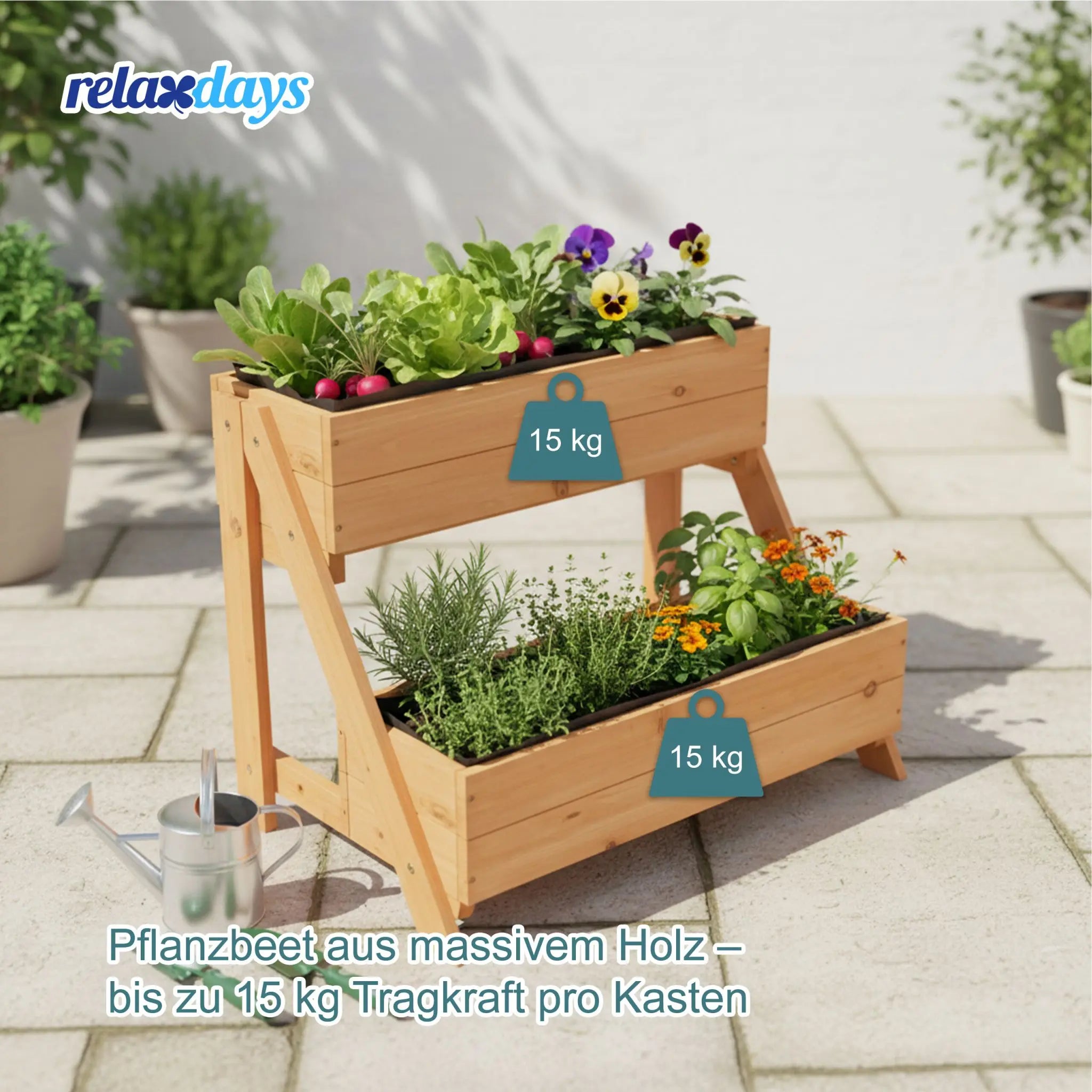 Hochbeet mit 2 Pflanzkästen Orange von Relaxdays