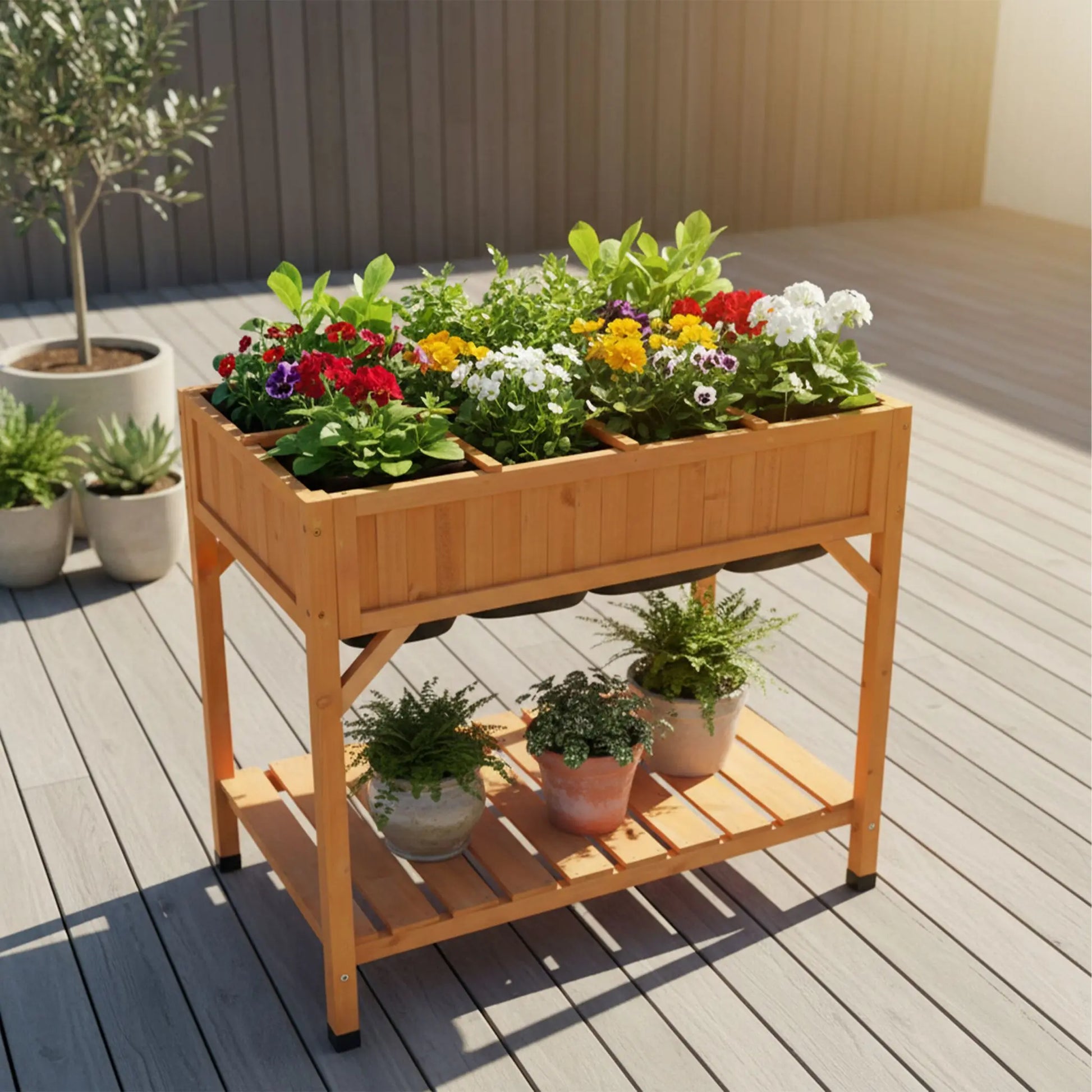 Hochbeet mit Unterteilung Orange von Relaxdays