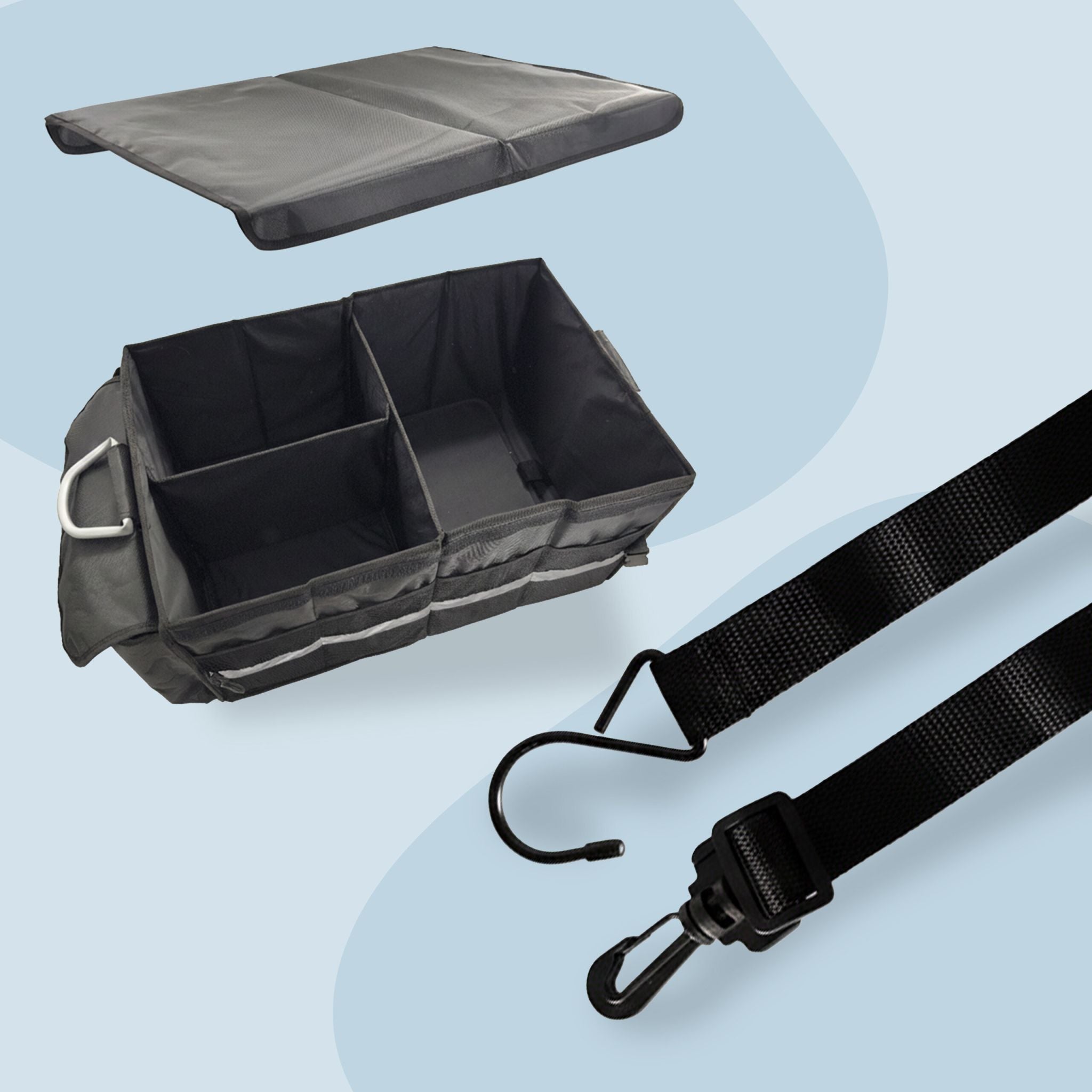 Kofferraum Organizer mit Kühlfach Schwarz-Silber von Relaxdays
