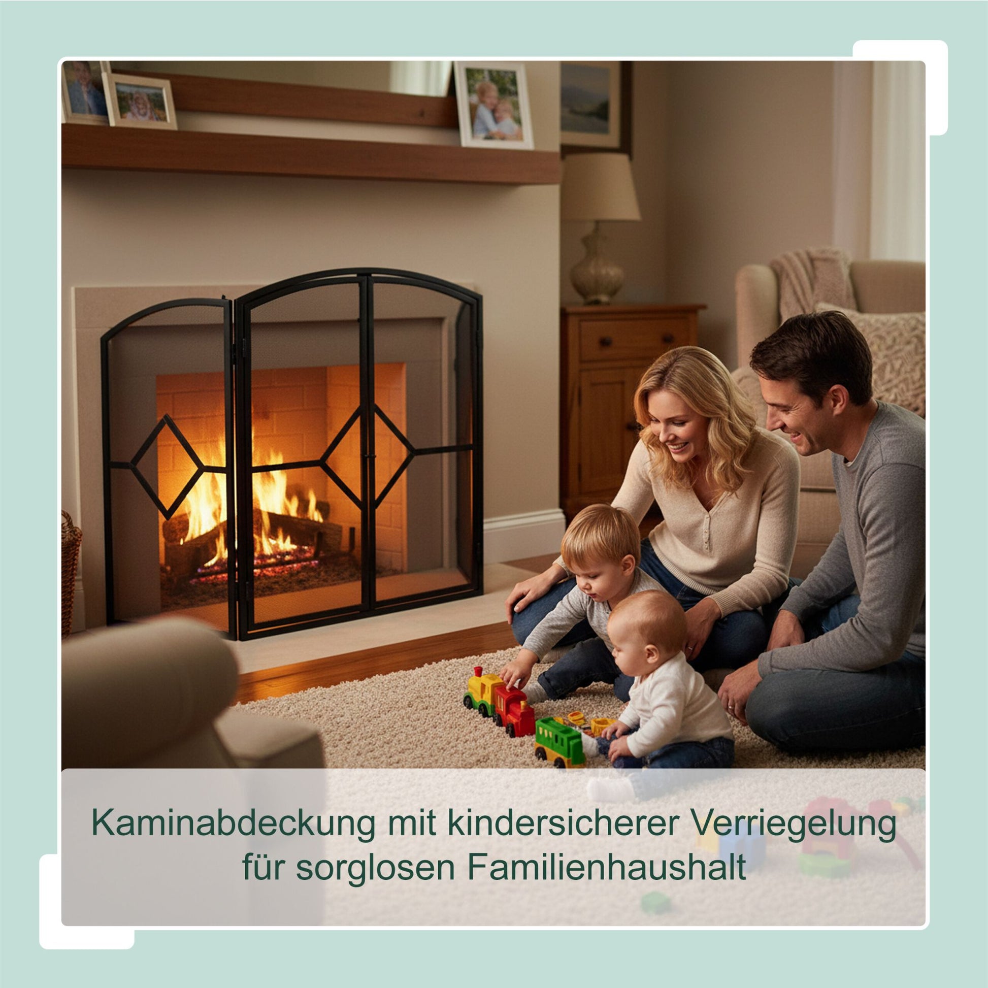 Funkenschutzgitter mit Tür 3tlg. Schwarz von Relaxdays