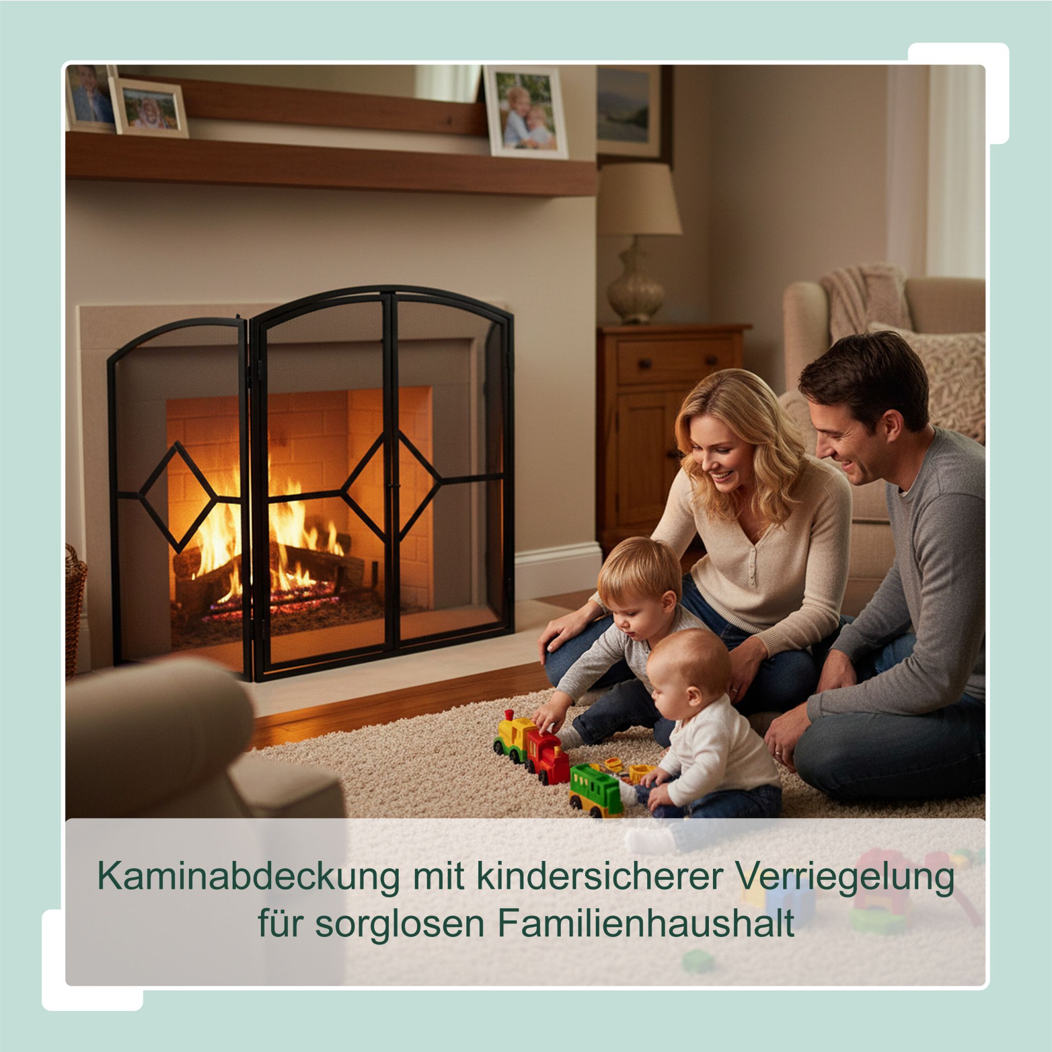 Funkenschutzgitter mit Tür 3tlg. Schwarz von Relaxdays