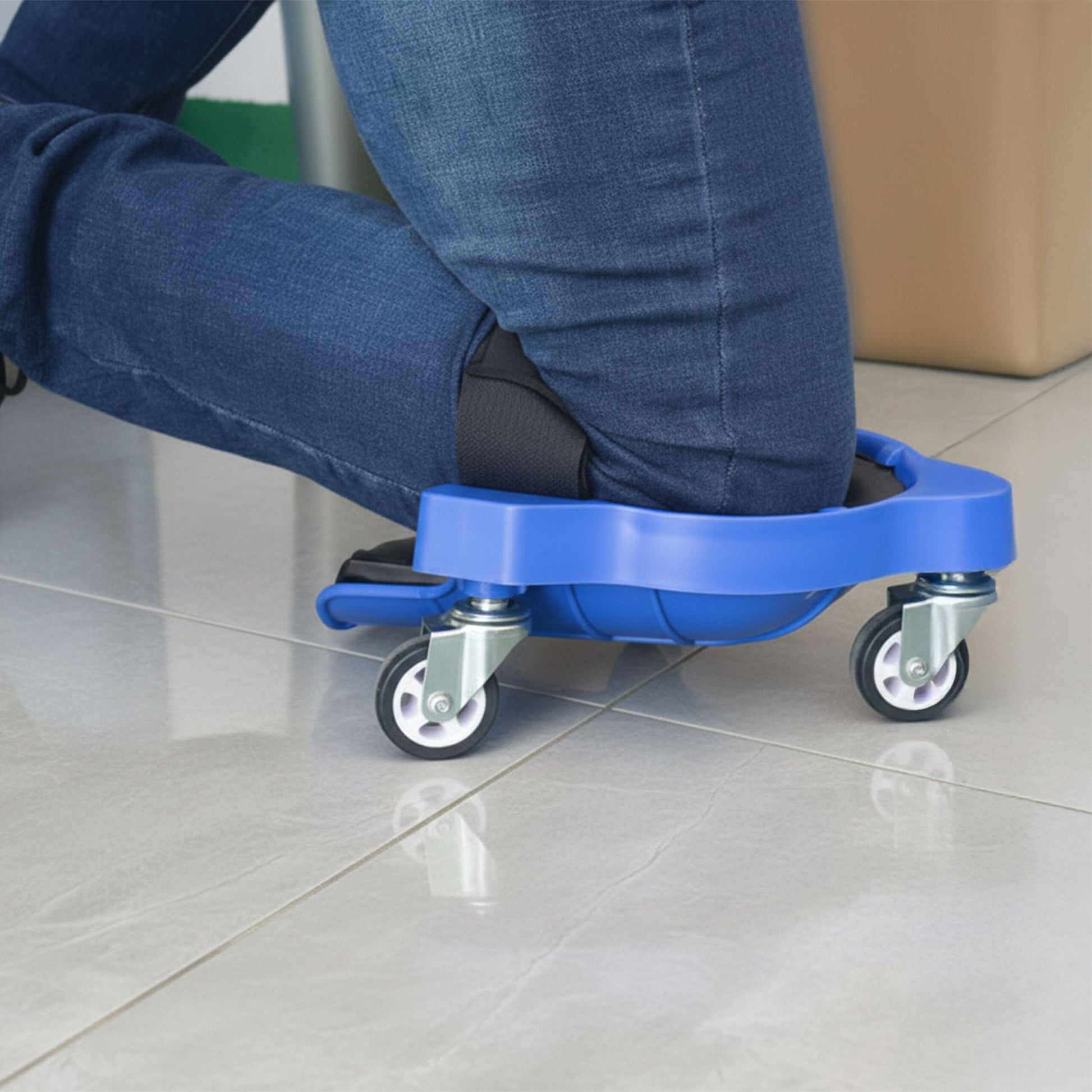Knieschoner auf Rollen Blau-Schwarz von Relaxdays