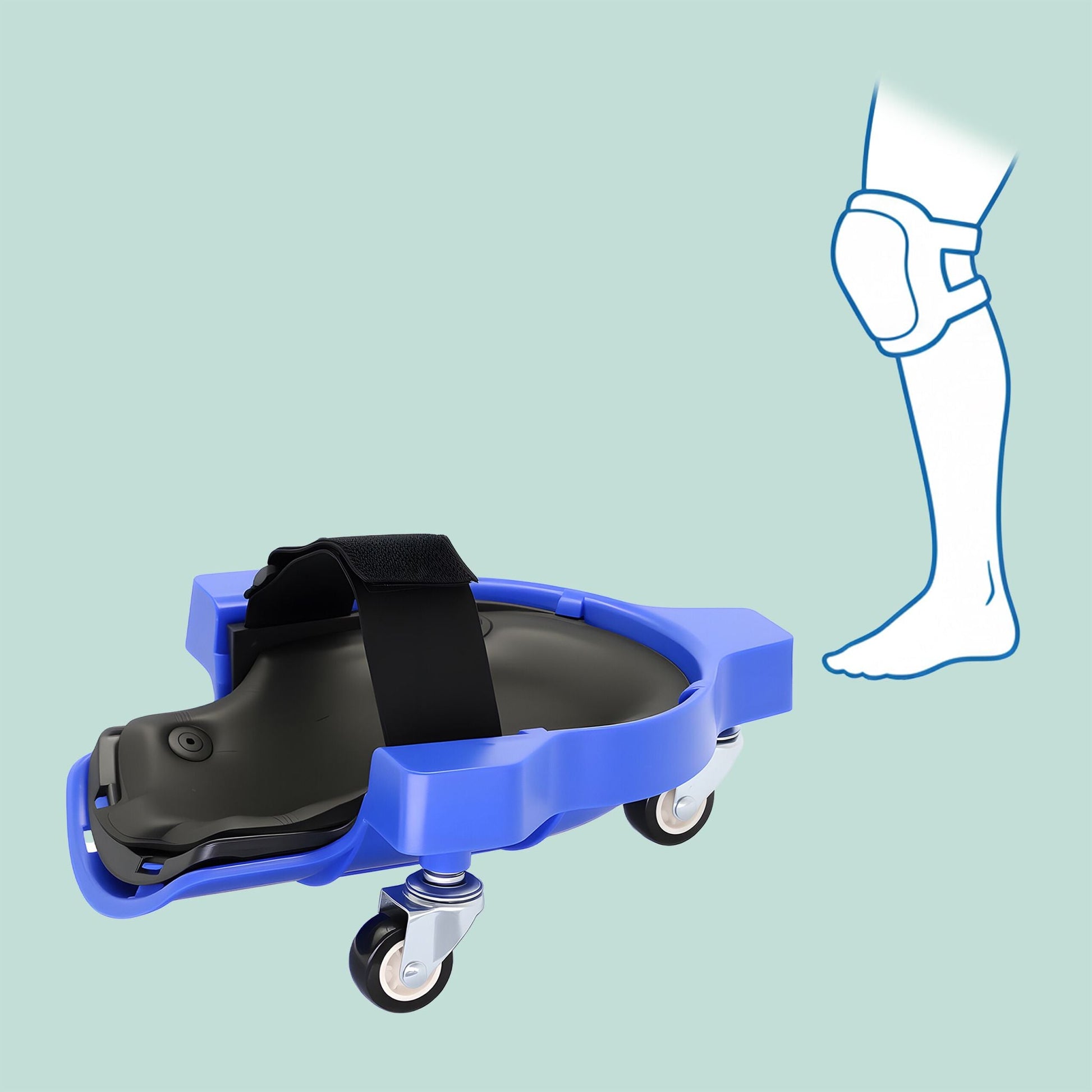 Knieschoner auf Rollen Blau-Schwarz von Relaxdays