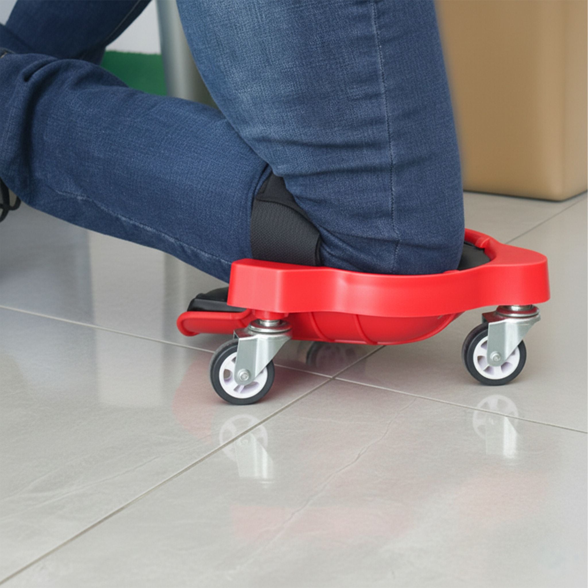 Knieschoner auf Rollen Rot-Schwarz von Relaxdays