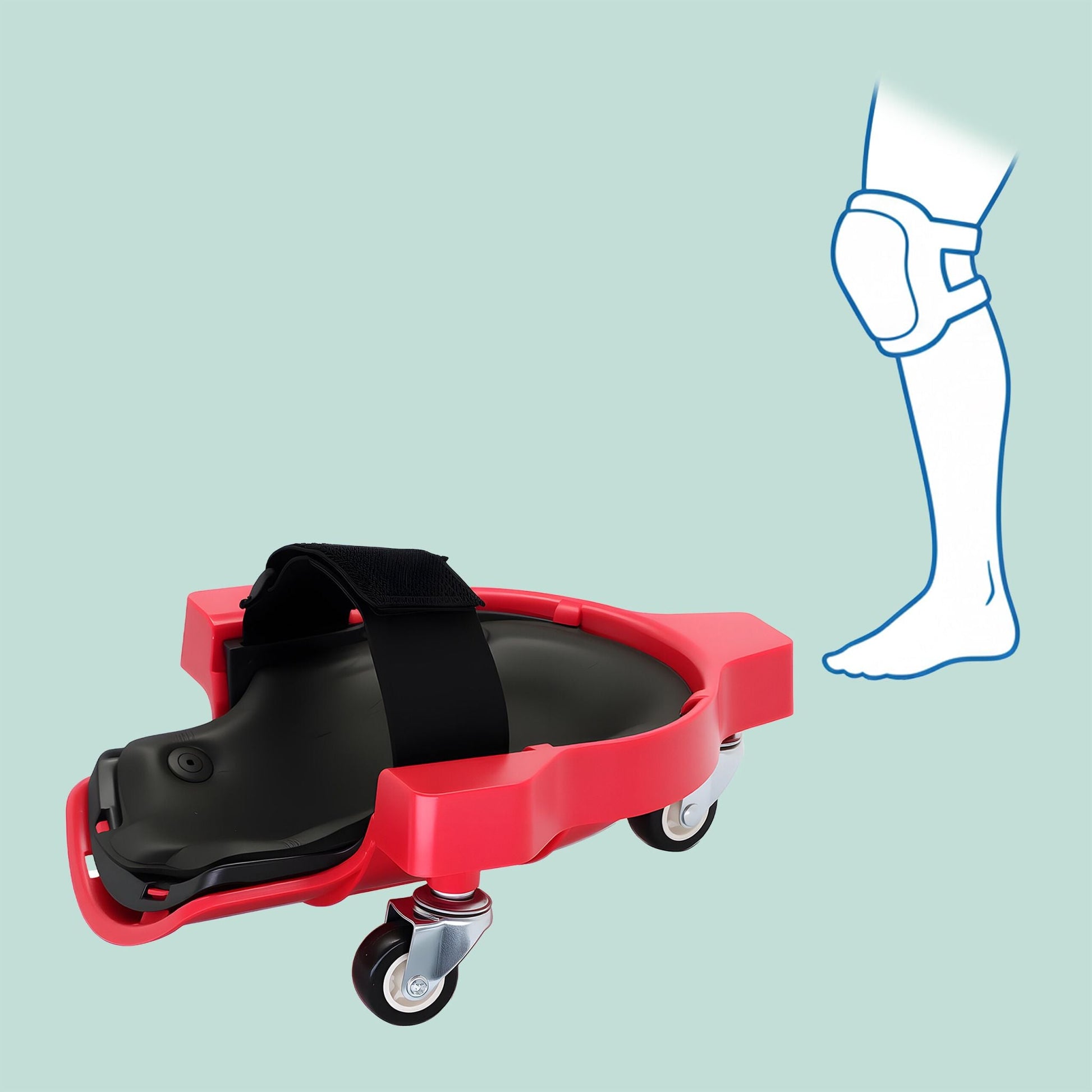 Knieschoner auf Rollen Rot-Schwarz von Relaxdays