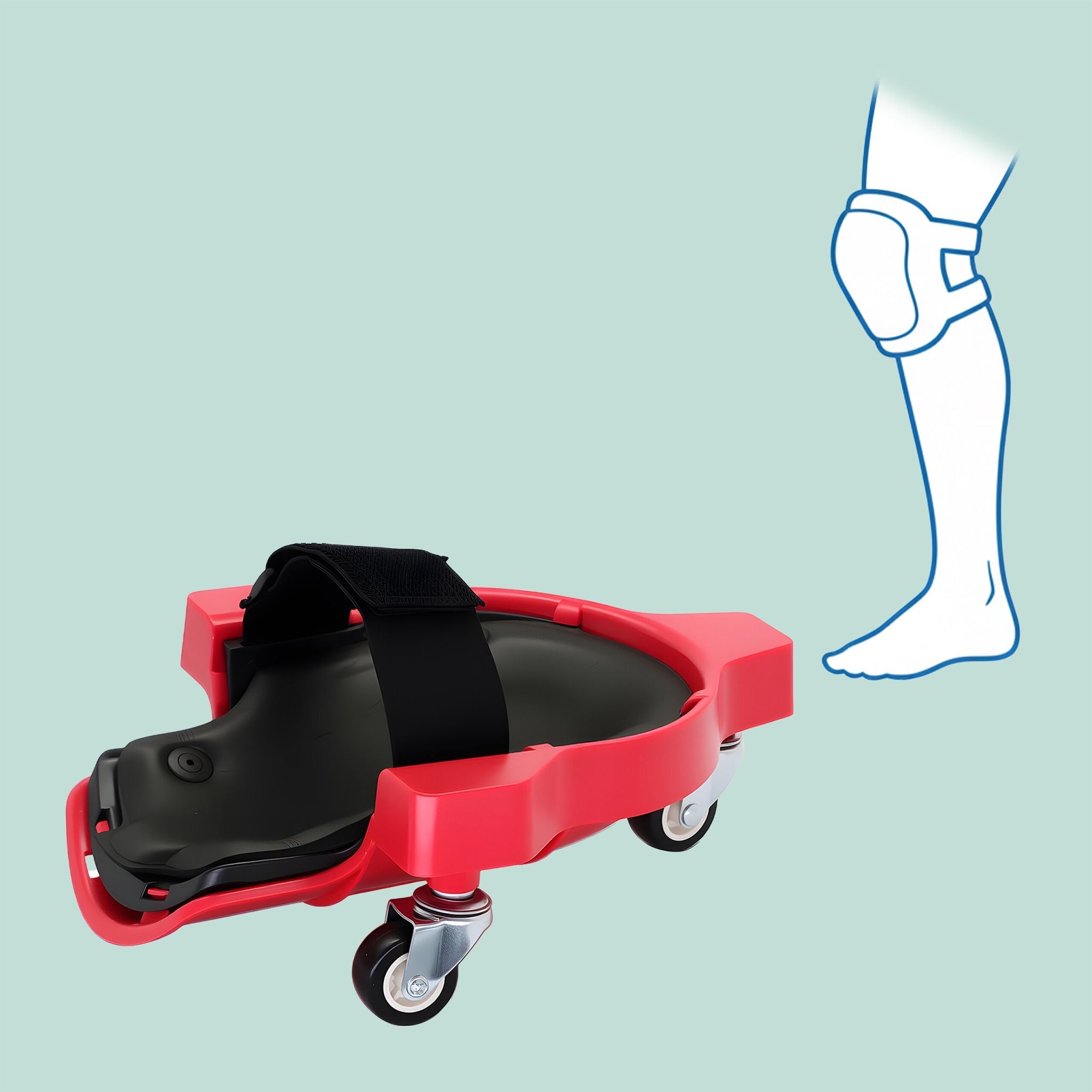 Knieschoner auf Rollen Rot-Schwarz von Relaxdays