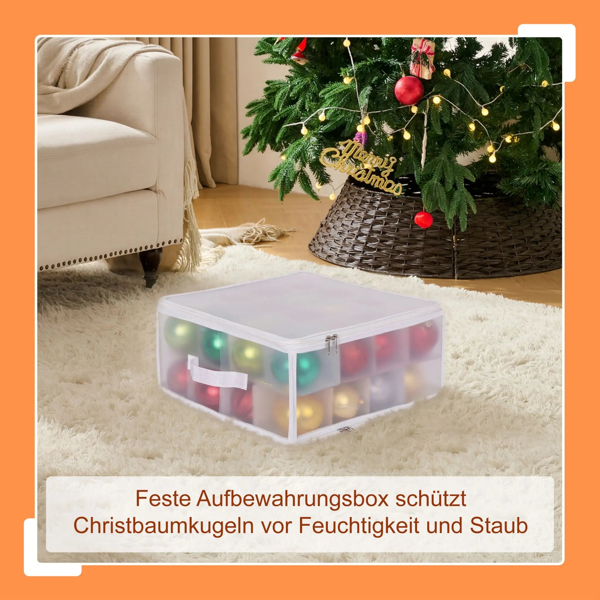 Weihnachtskugel Aufbewahrungsbox Weiss-Transparent Grösse 1 von guteszeug.ch