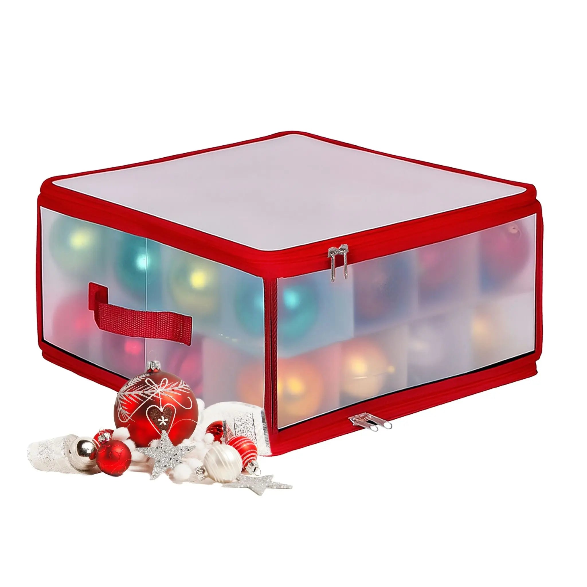 Weihnachtskugel Aufbewahrungsbox Rot-Transparent Grösse 1 von Relaxdays