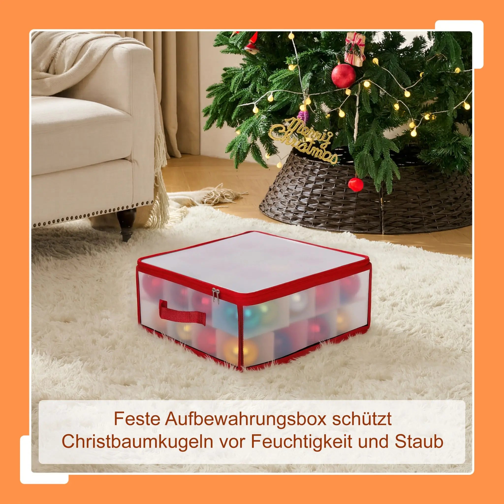 Weihnachtskugel Aufbewahrungsbox Rot-Transparent Grösse 1 von Relaxdays