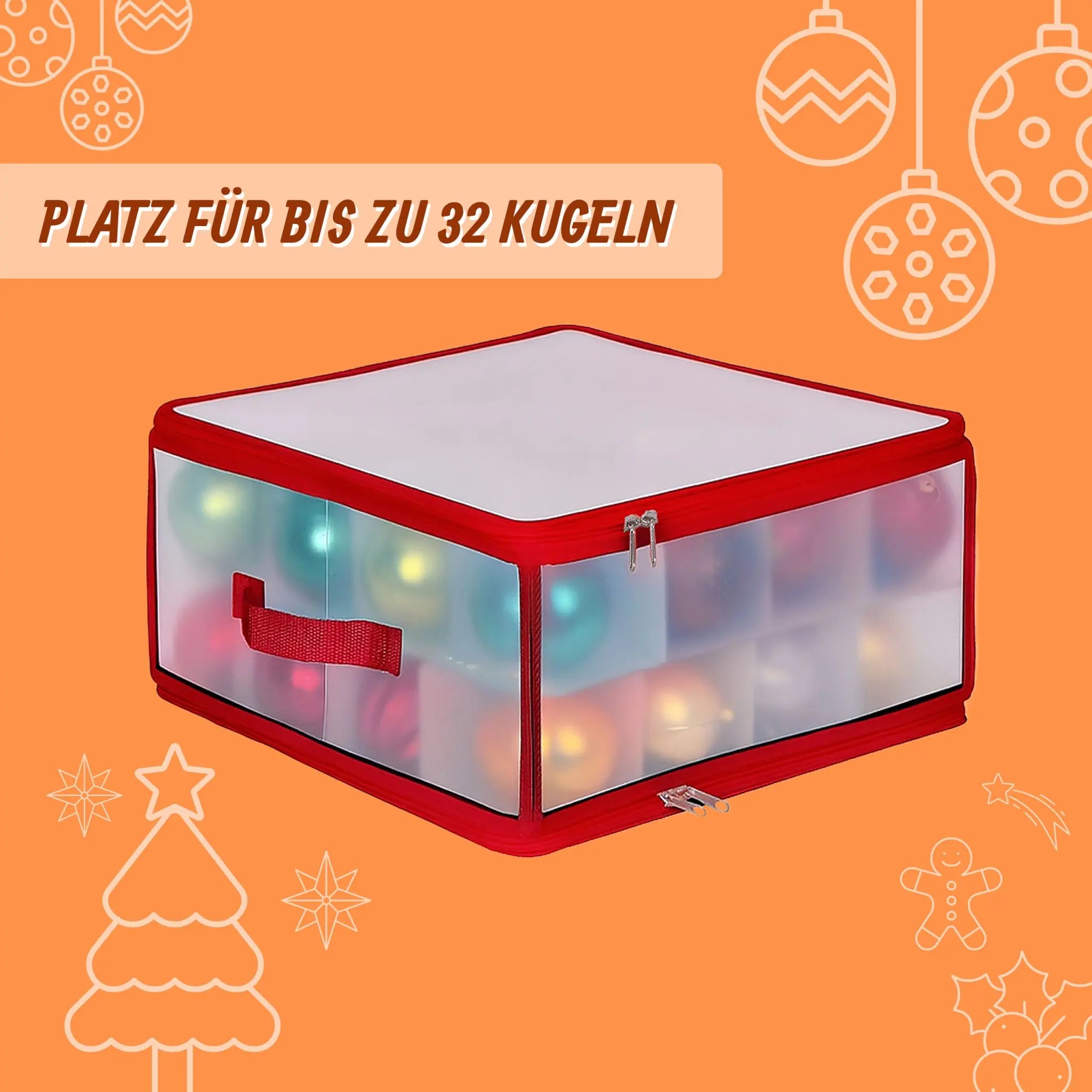 Weihnachtskugel Aufbewahrungsbox Rot-Transparent Grösse 1 von Relaxdays