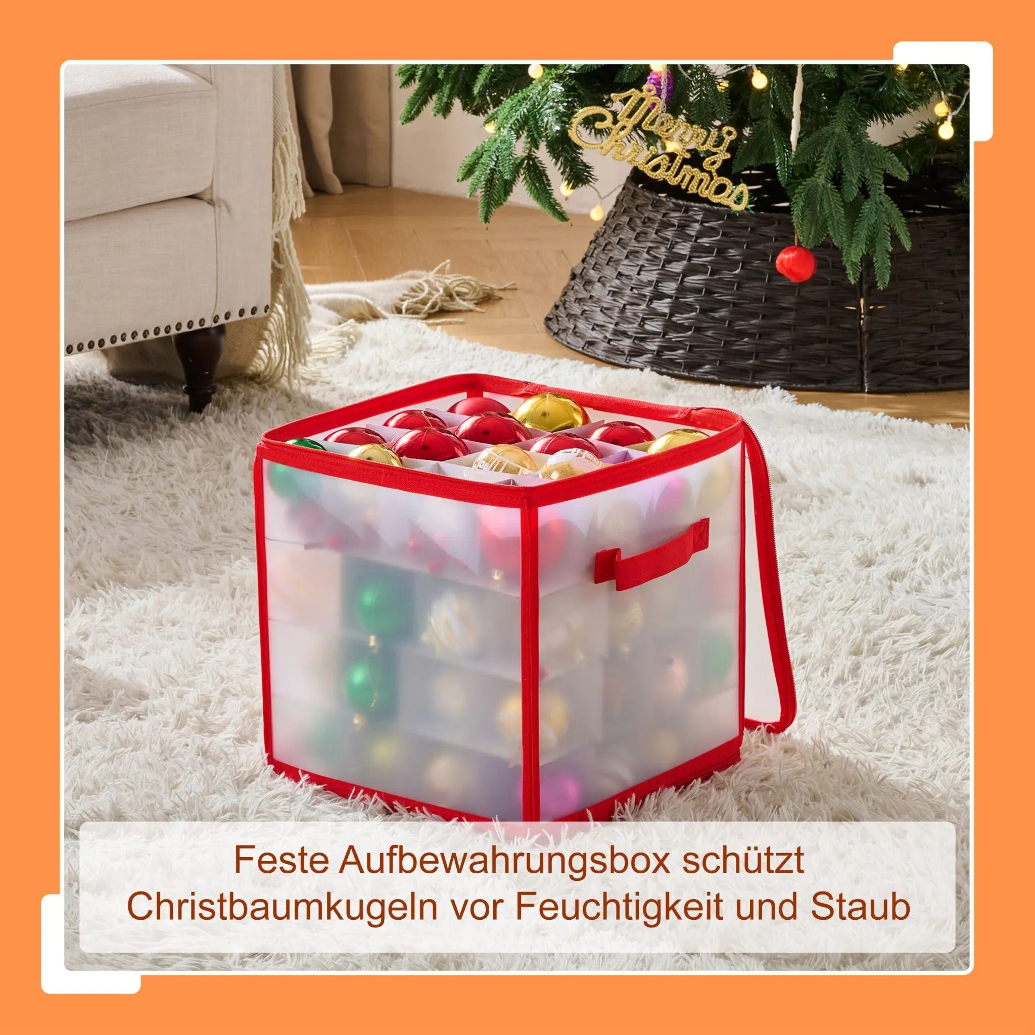 Weihnachtskugel Aufbewahrungsbox Rot-Transparent Grösse 2 von Relaxdays