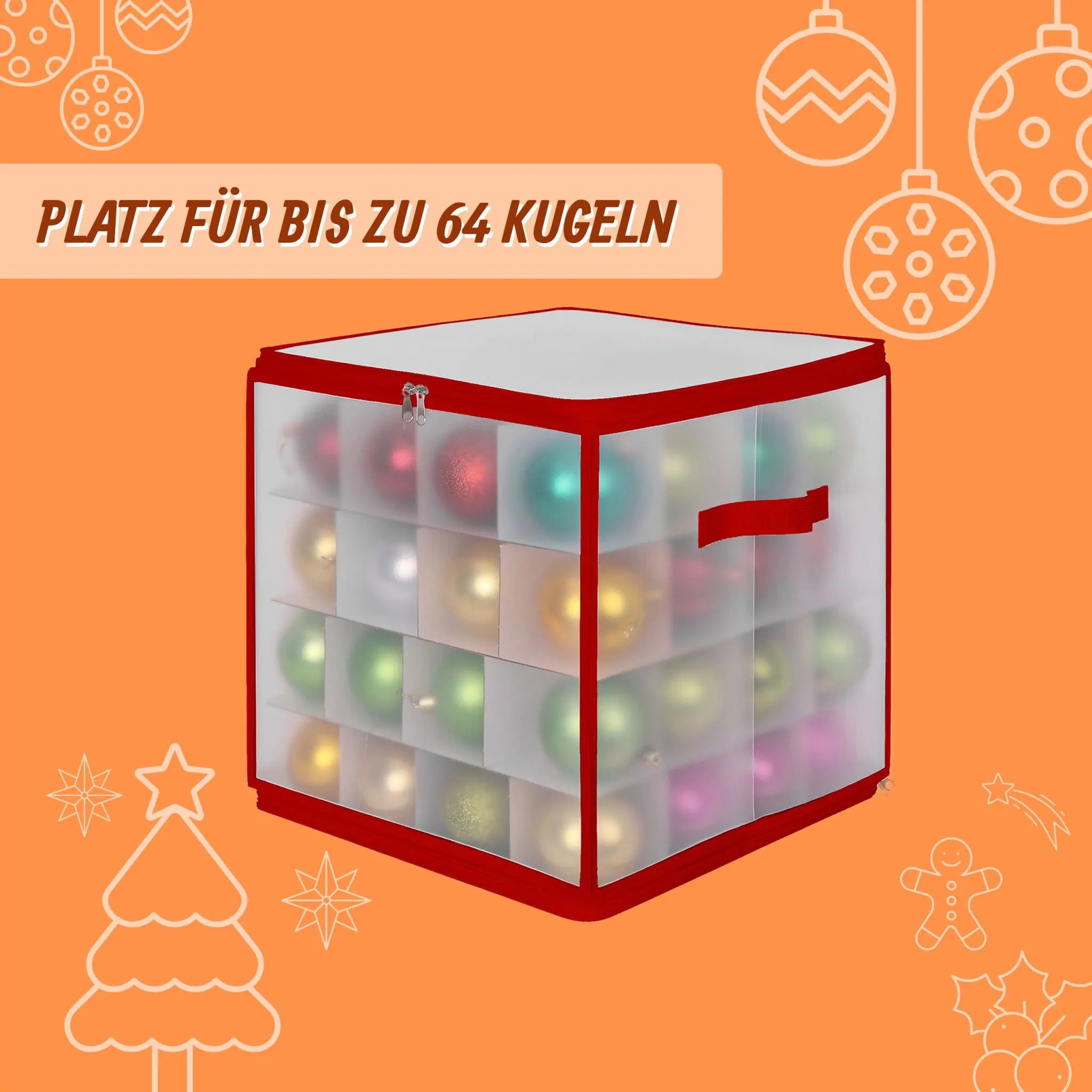 Weihnachtskugel Aufbewahrungsbox Rot-Transparent Grösse 2 von Relaxdays