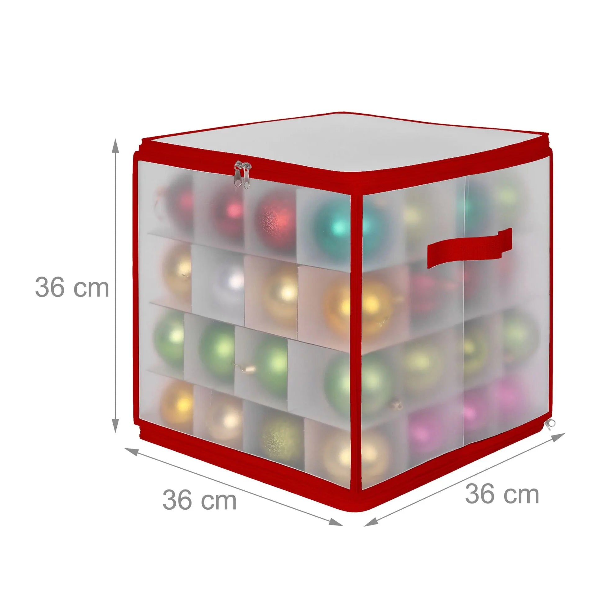 Weihnachtskugel Aufbewahrungsbox Rot-Transparent Grösse 2 von Relaxdays